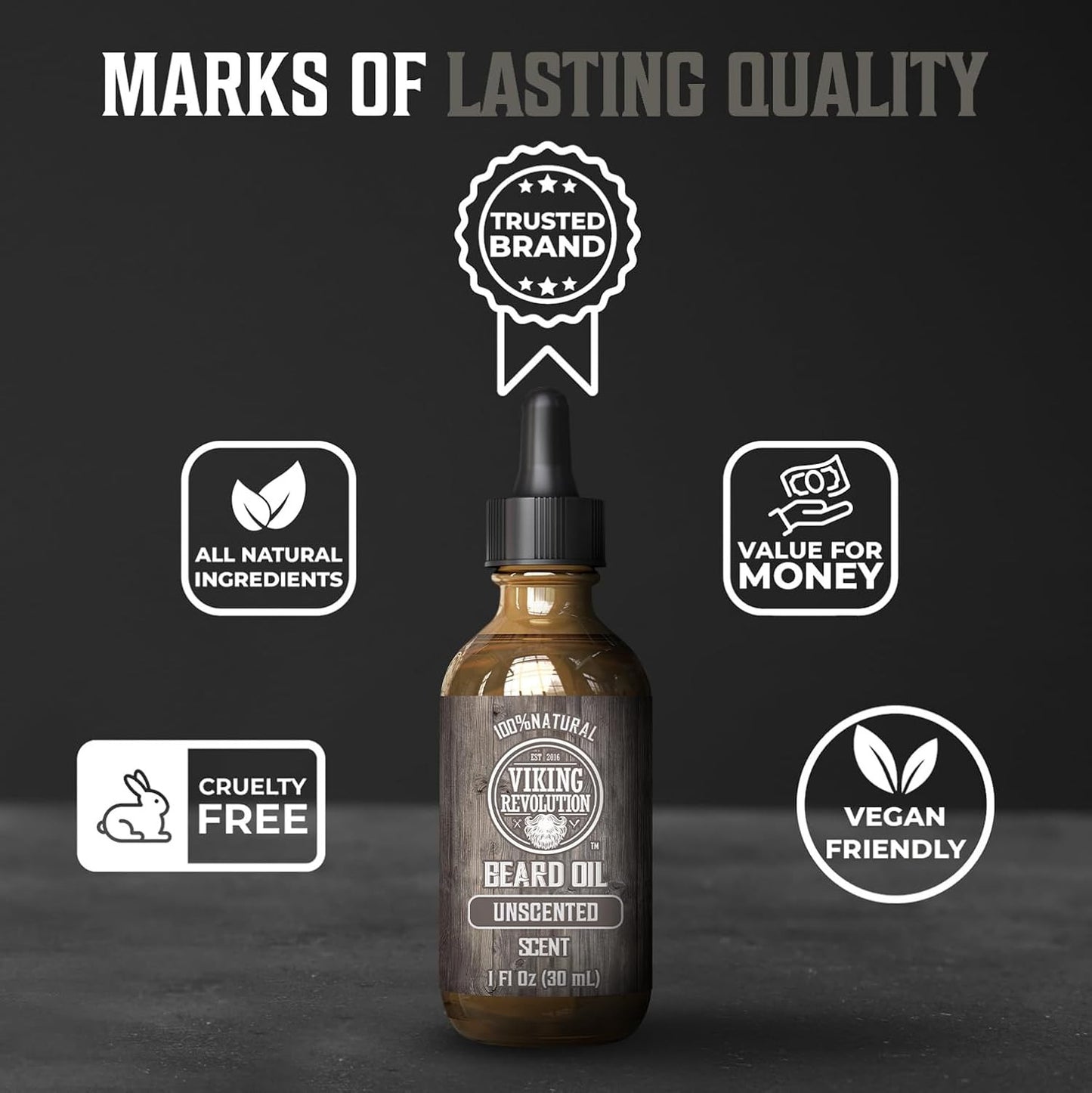 Unscented Beard Oil for Men - Natural Mens Beard Oil with Argan Oil and Jojoba O