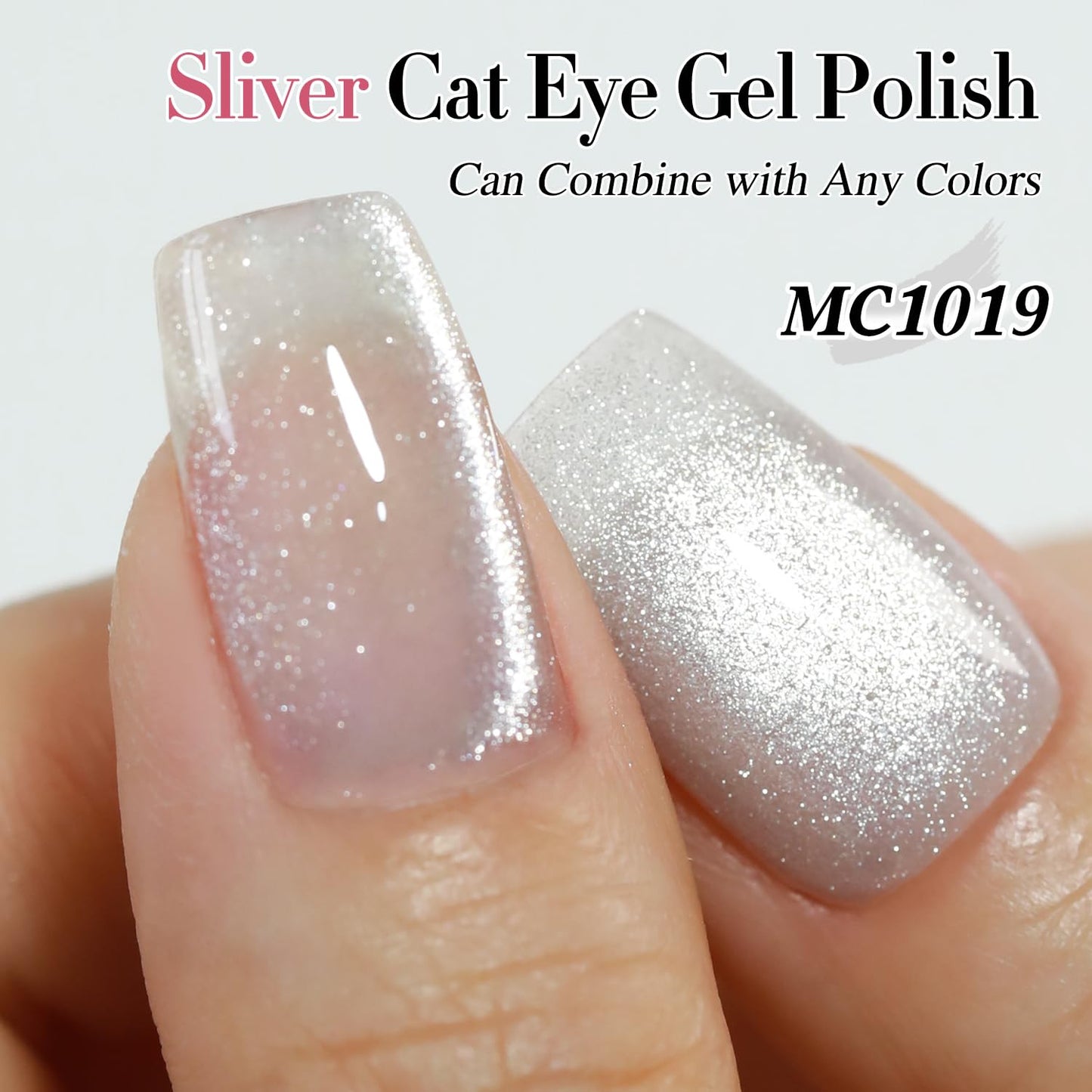 0.5 OZ Cat Eye Gel Polish with Magnet 15ML Holographic Glitter Shimmer Transluce