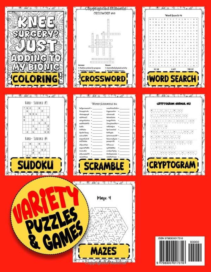 This Is My Knee Surgery Recovery Activity Book: Funny Gift and Relaxing Activiti