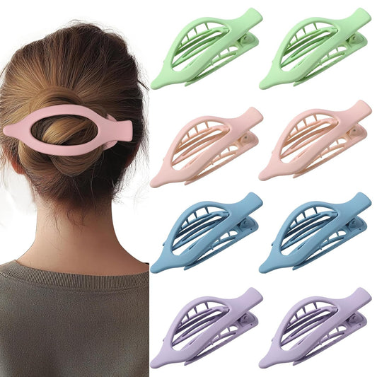 8 Pack Pastel Flat Hair Clips for Girls – Cute Matte Claw Clips in Pink, Blue, G