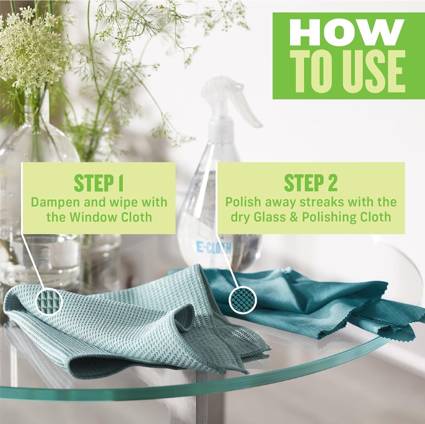 Window Cleaning Cloth - Eco Packaging - Glass Cleaning Cloth, Streak-Free Window