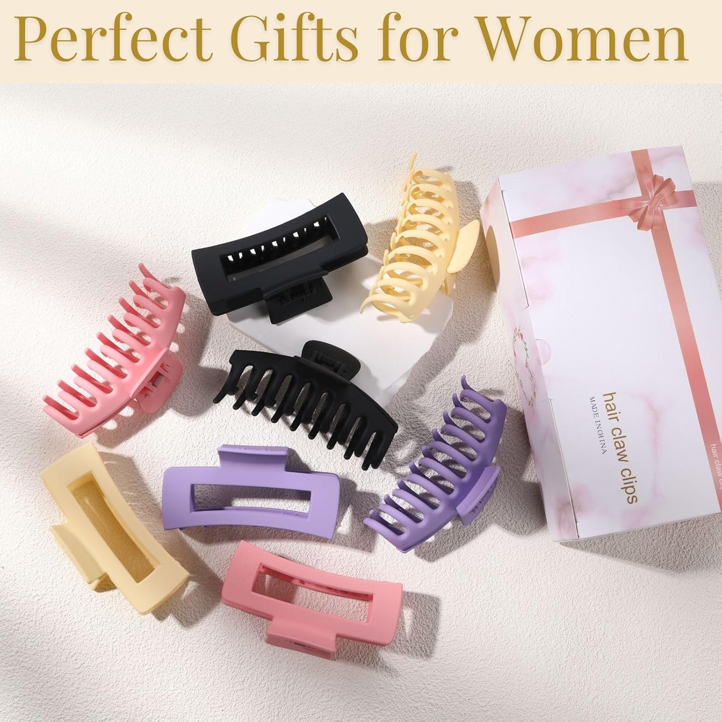 8 Pack Colorful Hair Clips for Women 4.3 Inch Large Hair Claw Clips for Women Th