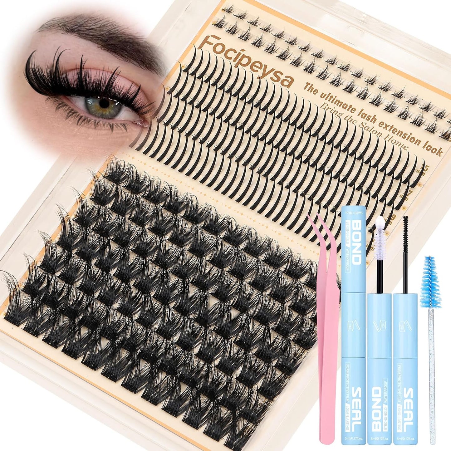 Volume Eyelash Clusters Kit with Spike Lash Cluster Bottom Individual Lash Exten