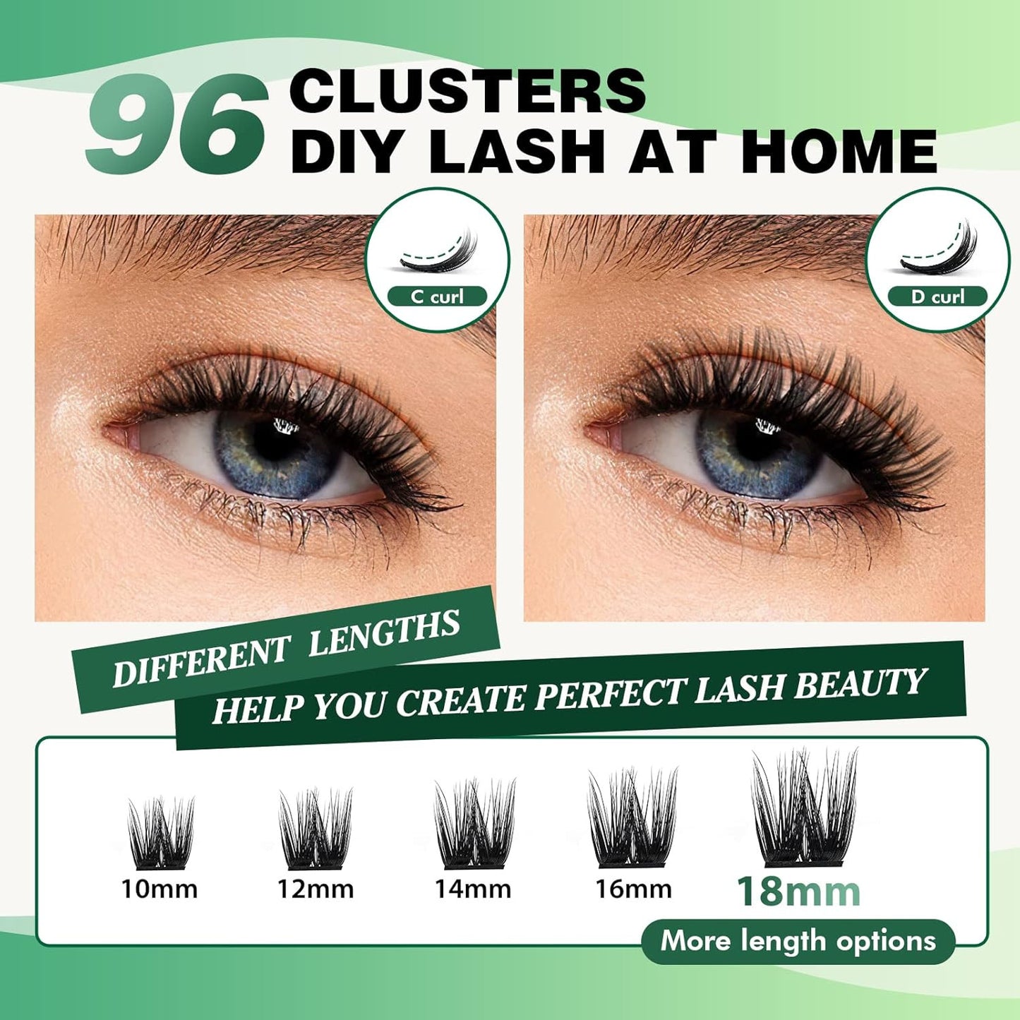 Volume Wispy Lash Extension 96Pcs Individual Lashes D Curl 14Mm Soft&Comfortable