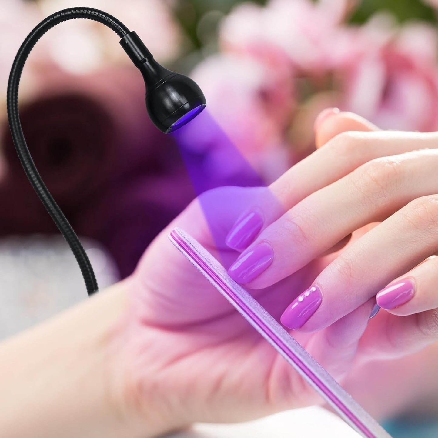 UV LED Nail Lamp with UV Protection Gloves, 3W LED Nail Manicure Dryer Curing Li