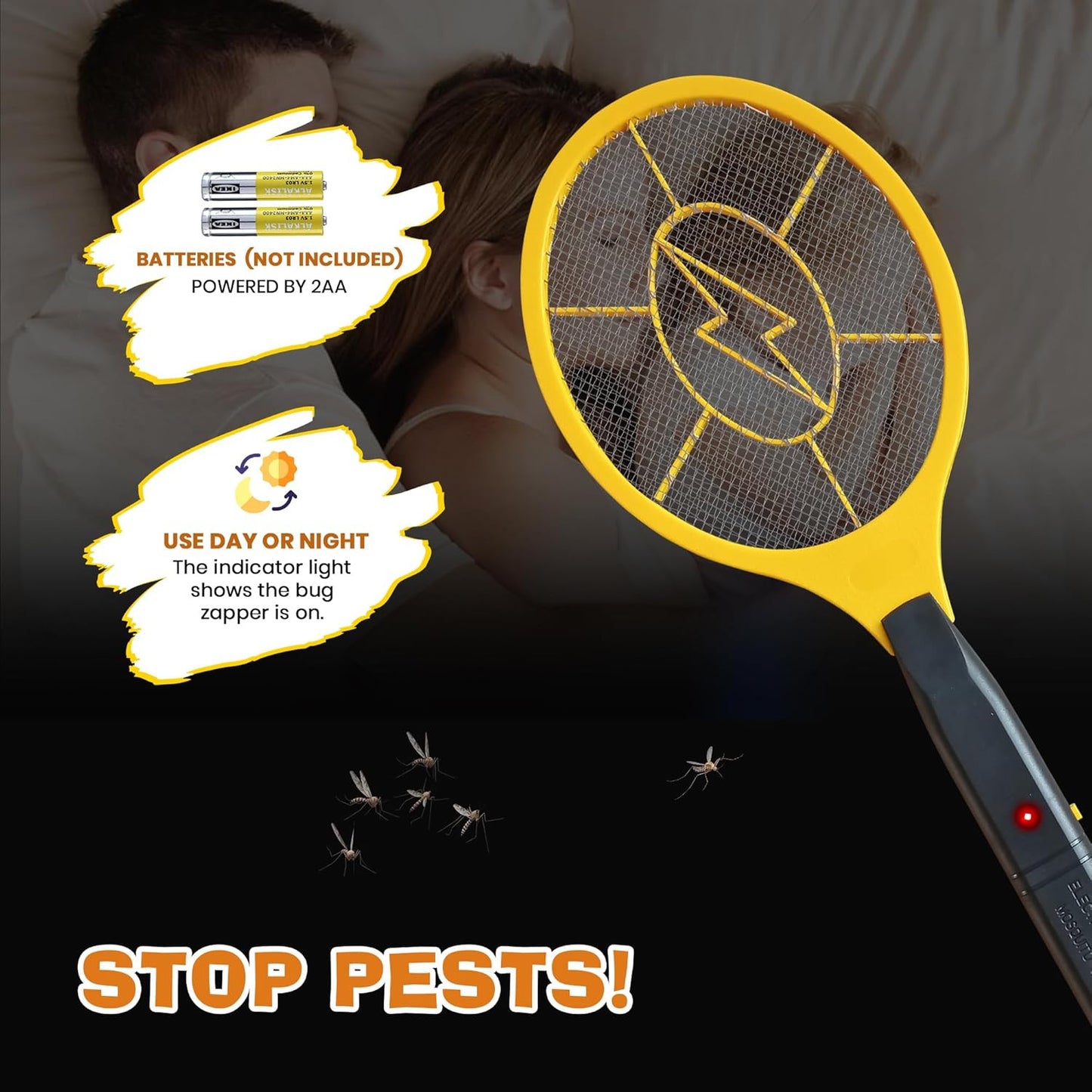 ® Electric Fly Swatter Bug Zapper Battery Operated Flies Killer Indoor & Outdoor