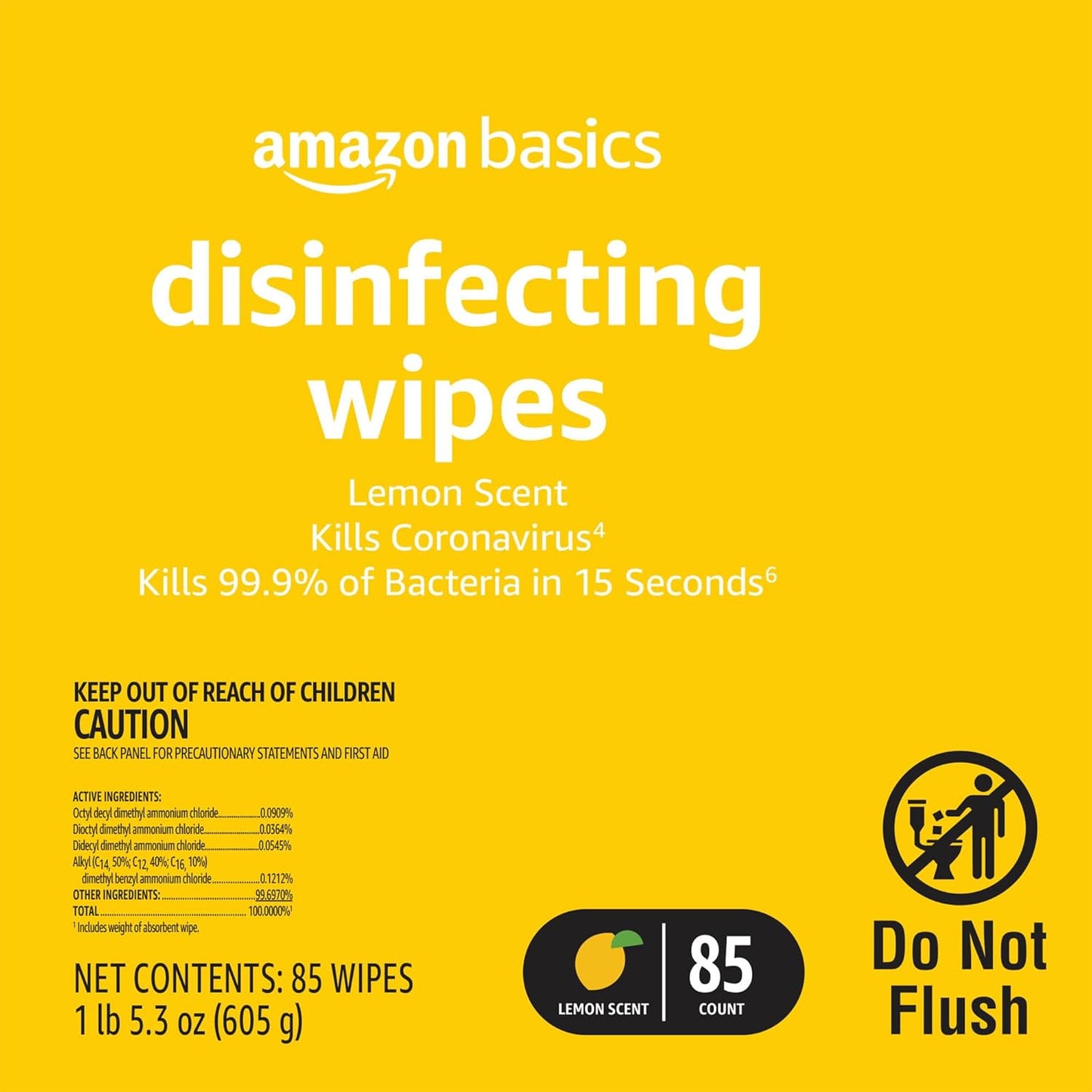 Wipes, Lemon & Fresh Scent, Sanitizes/Cleans/Deodorizes, 340 Count (4 Packs of 8