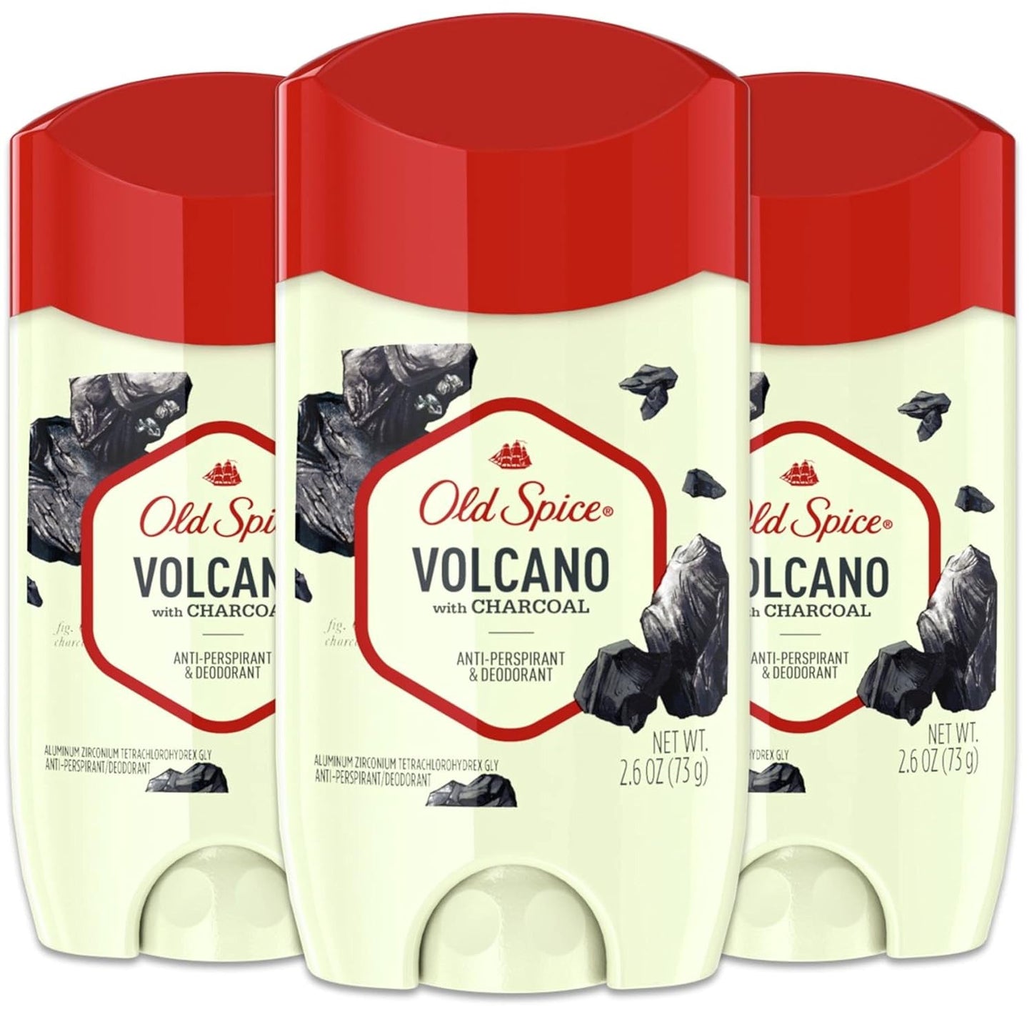 Antiperspirant & Deodorant for Men, Invisible Solid, Volcano with Charcoal Scent