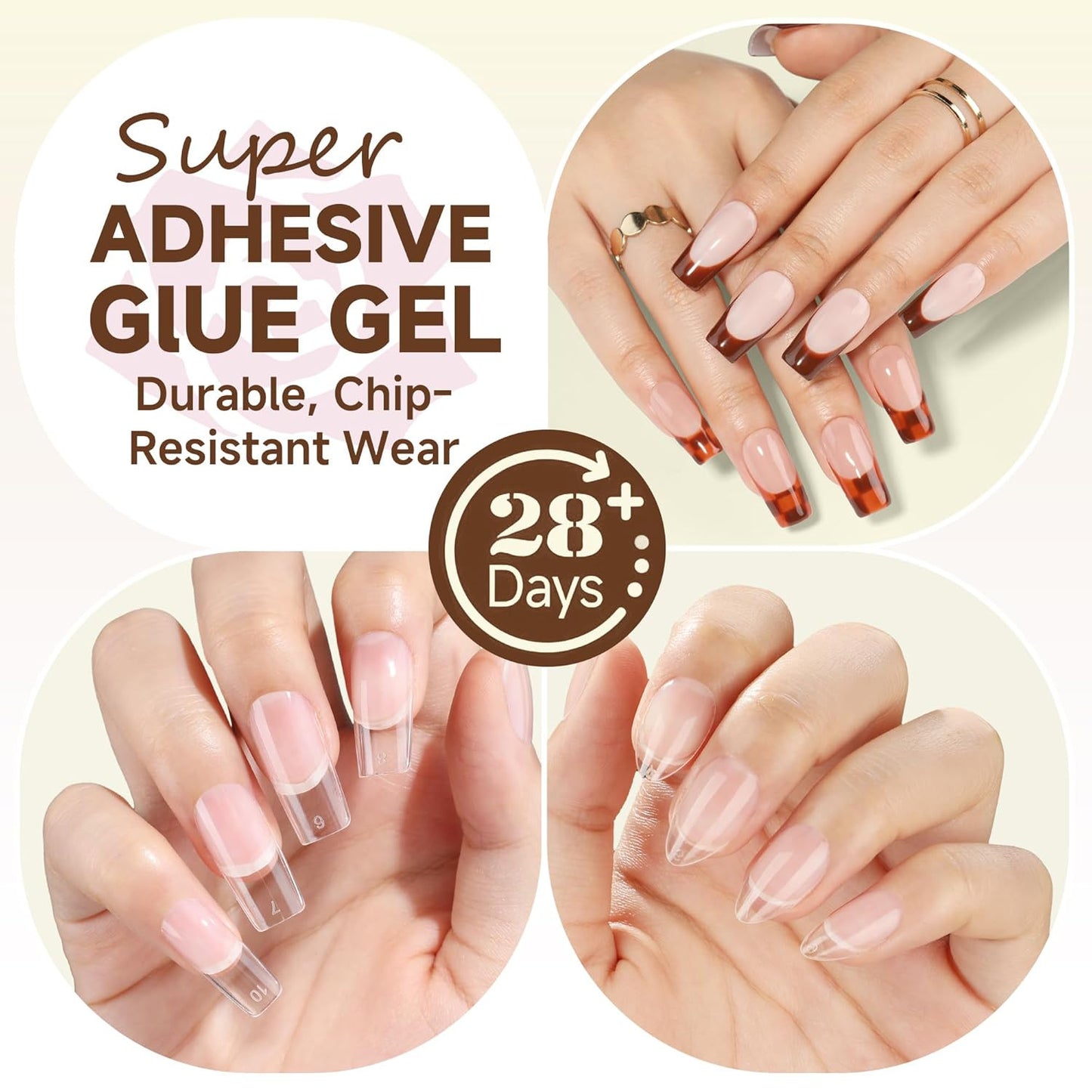 6 in 1 Gel Nail Glue for Clear Acrylic Nails Tips, 15Ml UV Nail Glue Long Lastin