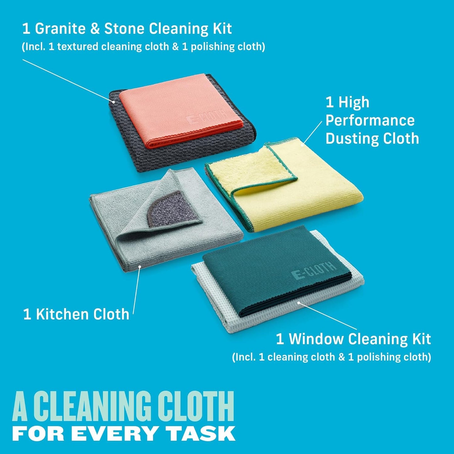6-Pc Home Cleaning Essentials, Contains Multiple Microfiber Cleaning Cloths for