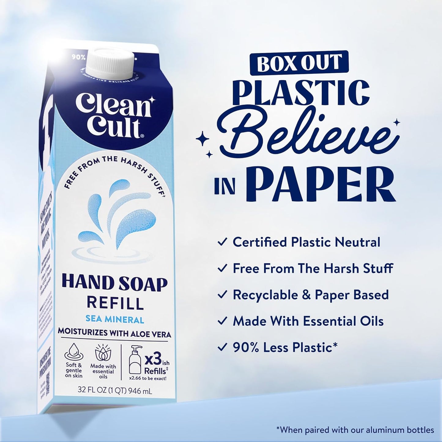 - Liquid Hand Soap Refills - Sea Minerals - Gentle on Sensitive Skin - Made with