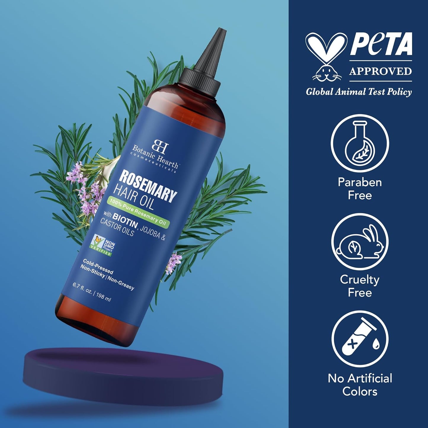 100% Pure Rosemary Oil for Hair Growth (6.7 Fl Oz)| Infused with Biotin, Jojoba