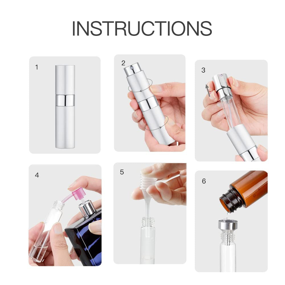 8ML Atomizer Perfume Spray Bottle for Travel (3 PCS) Empty Cologne Dispenser, Po