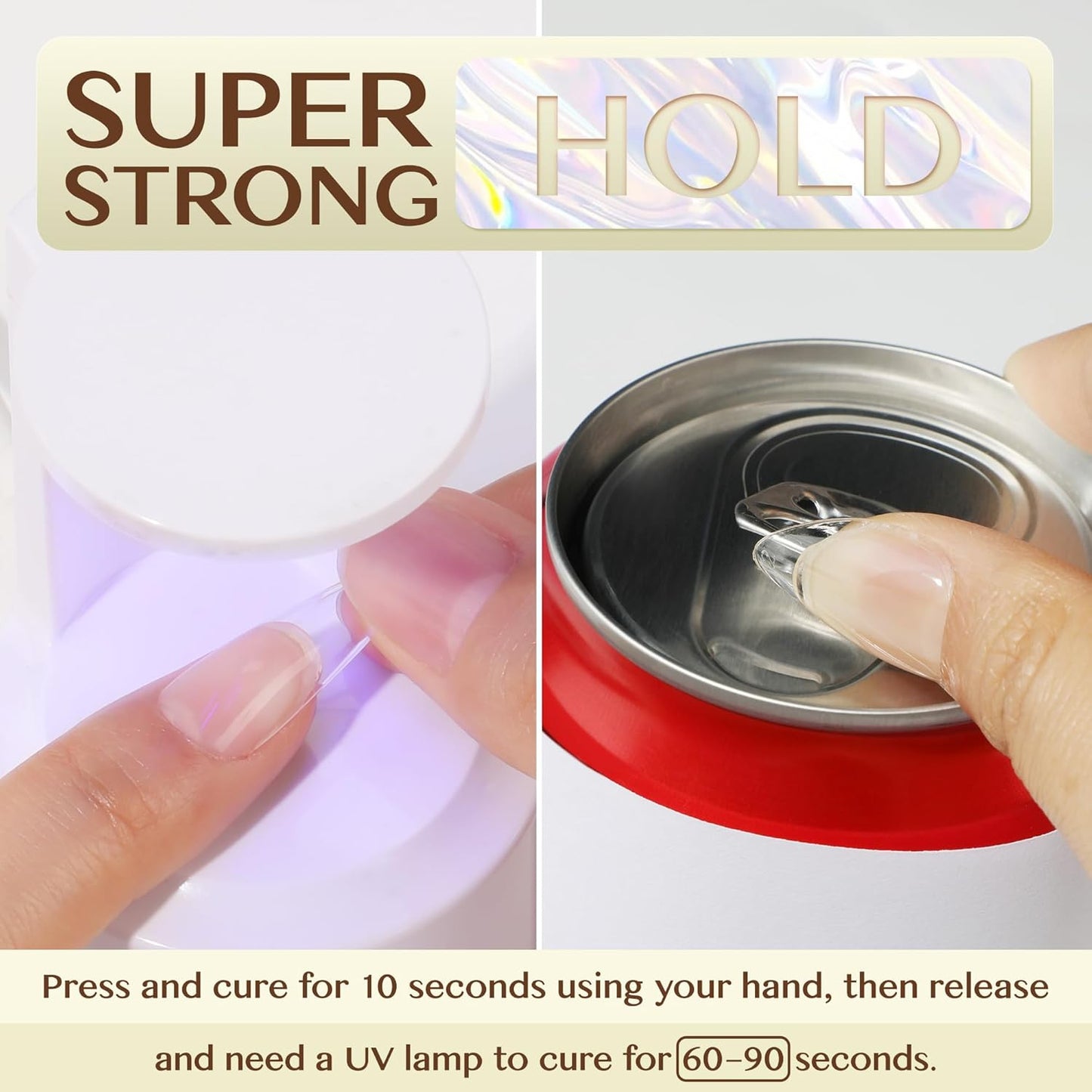 6 in 1 Gel Nail Glue for Clear Acrylic Nails Tips, 15Ml UV Nail Glue Long Lastin