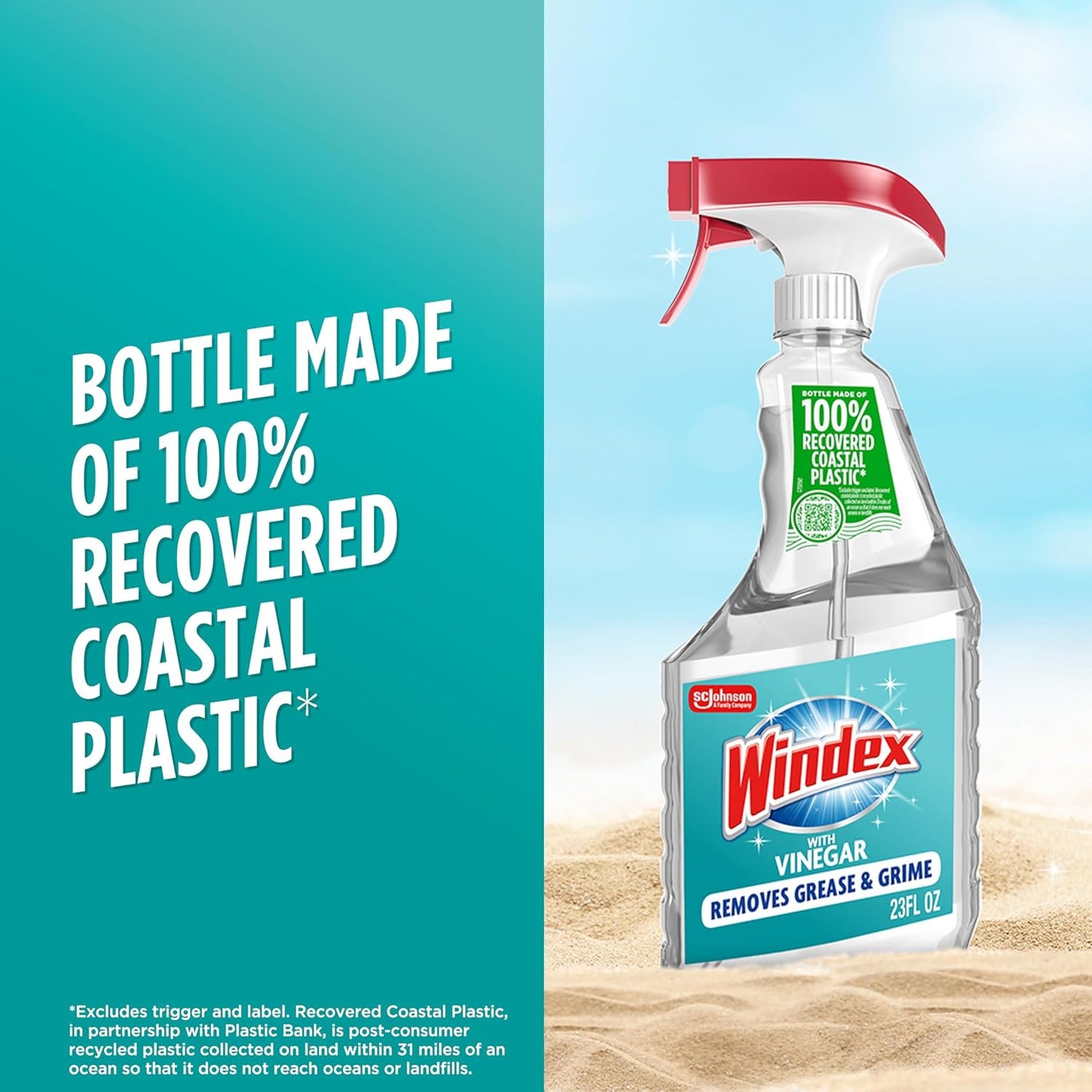 Vinegar Glass and Surface Cleaner Spray Bottle, Packaging Designed to Prevent Le