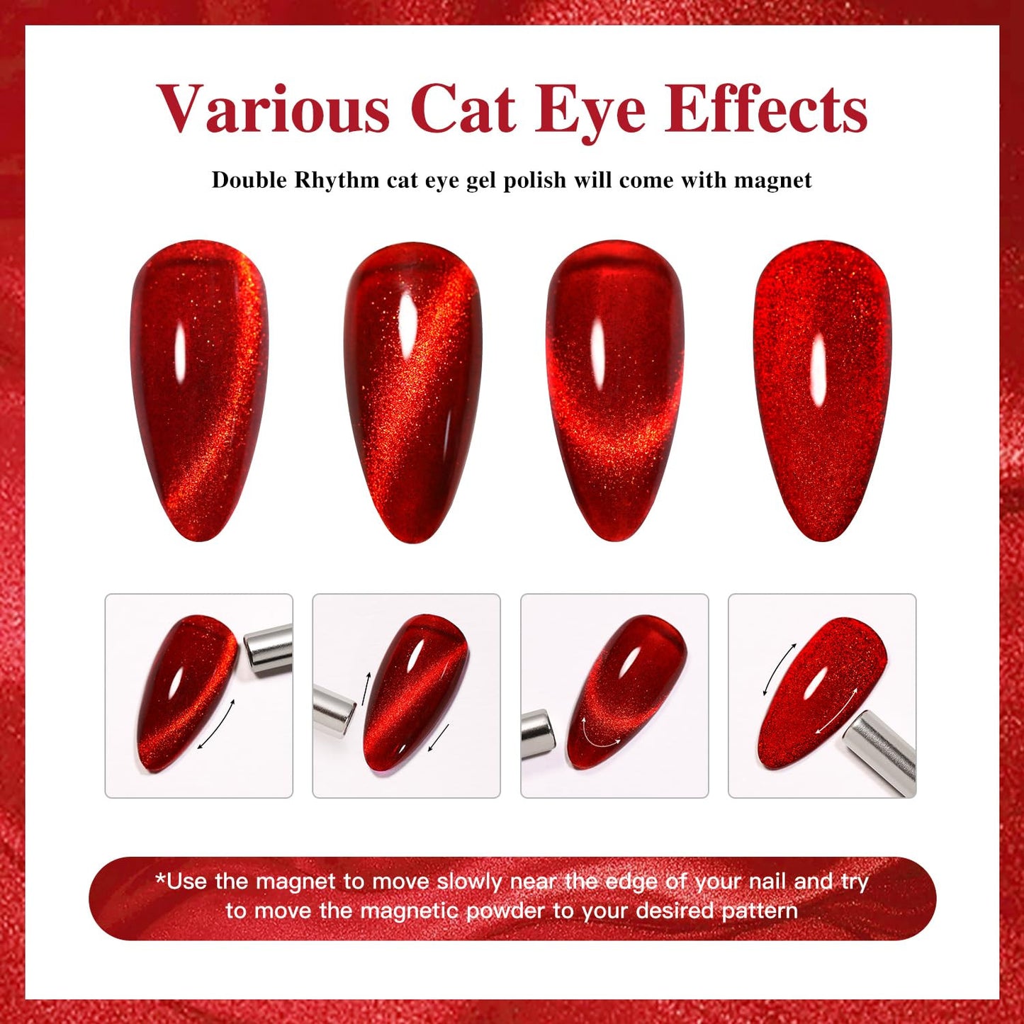 0.5 OZ Cat Eye Gel Polish with Magnet 15ML Holographic Glitter Shimmer Transluce
