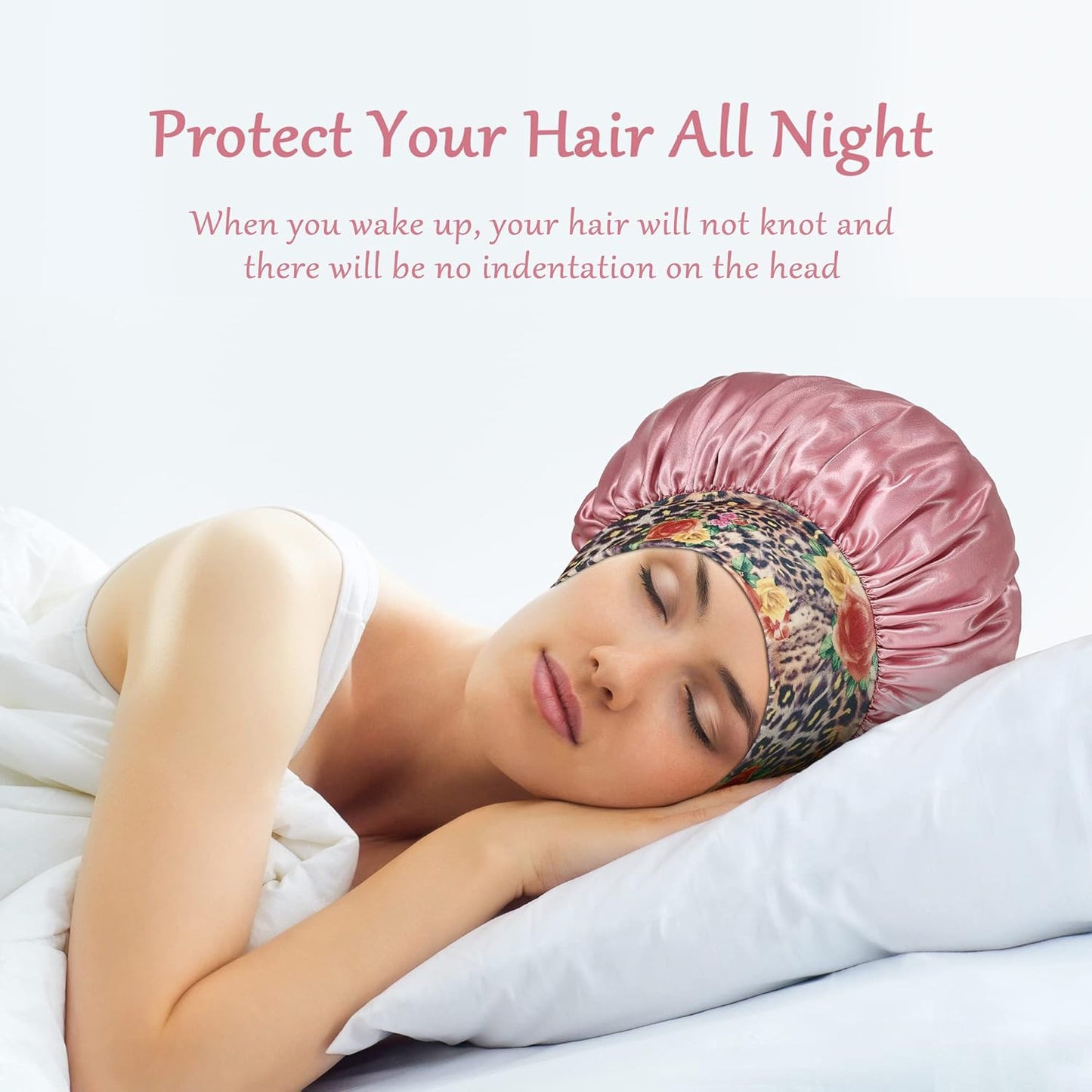 3 Pack Satin Bonnet Silk Hair Bonnet for Sleeping, Sleep Bonnets for Women Large