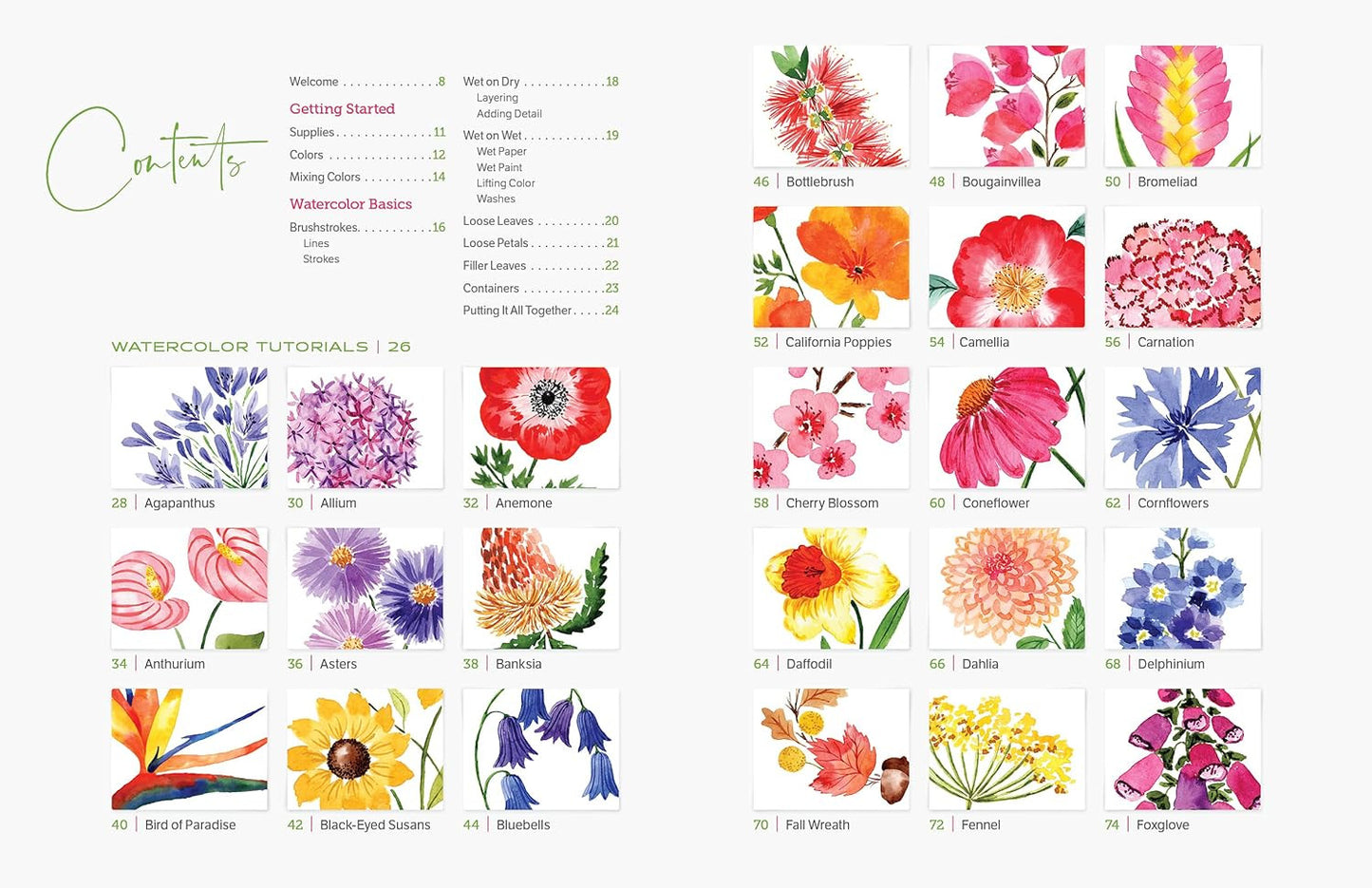 Watercolor the Easy Way Flowers: Step-By-Step Tutorials for 50 Flowers, Wreaths,