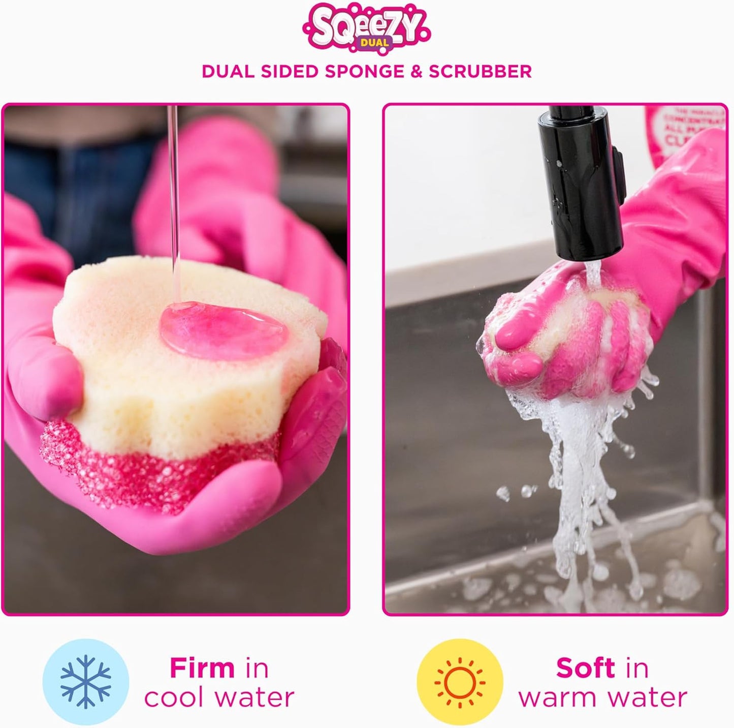 – the Pink Stuff – Sqeezy Miracle Dual Sided Scrubber Sponge, Scratch Free Solut