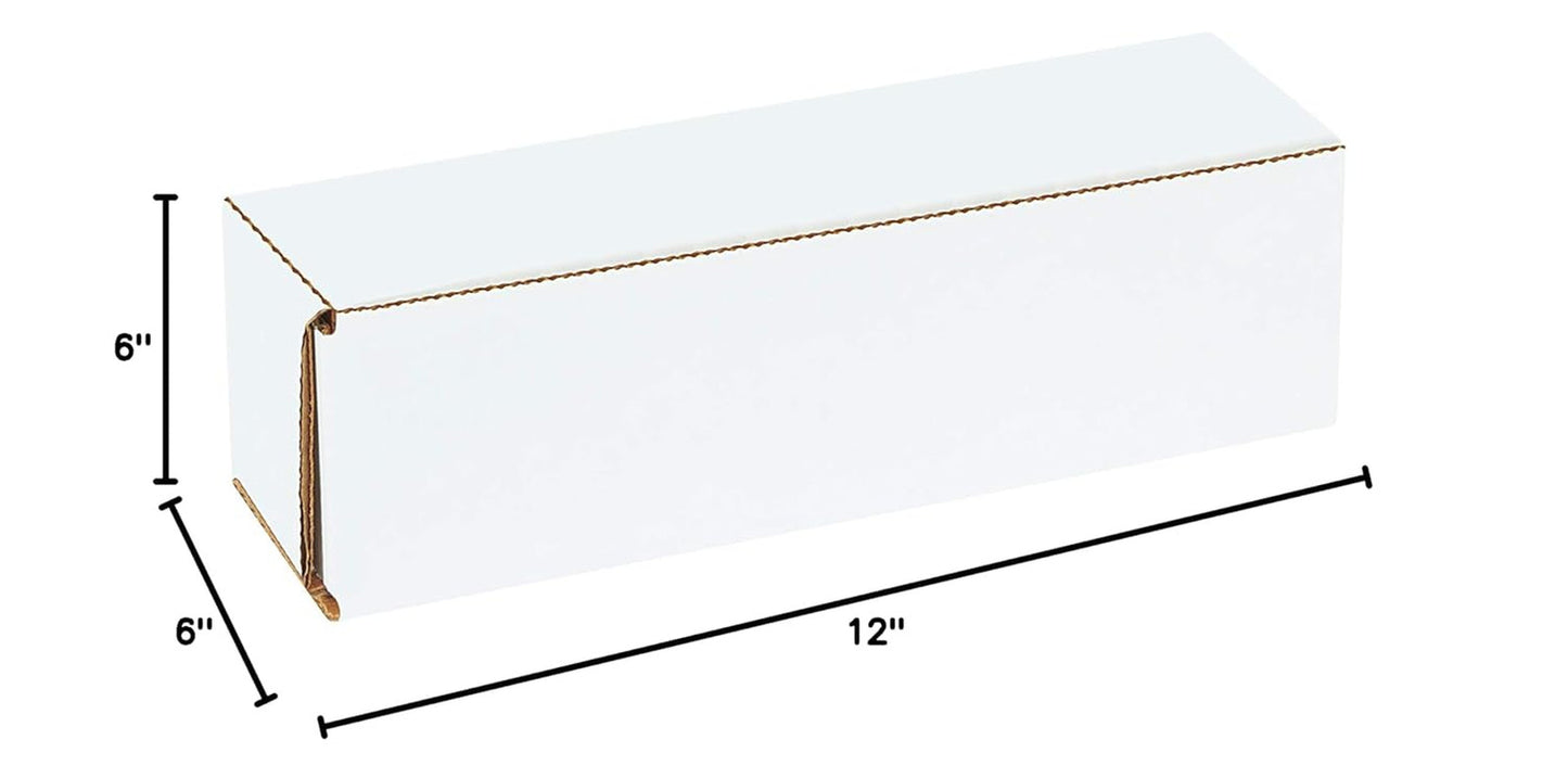 White Corrugated Cardboard Mailing Boxes, 12 X 6 X 6 Inches, Pack of 50, Crush-P