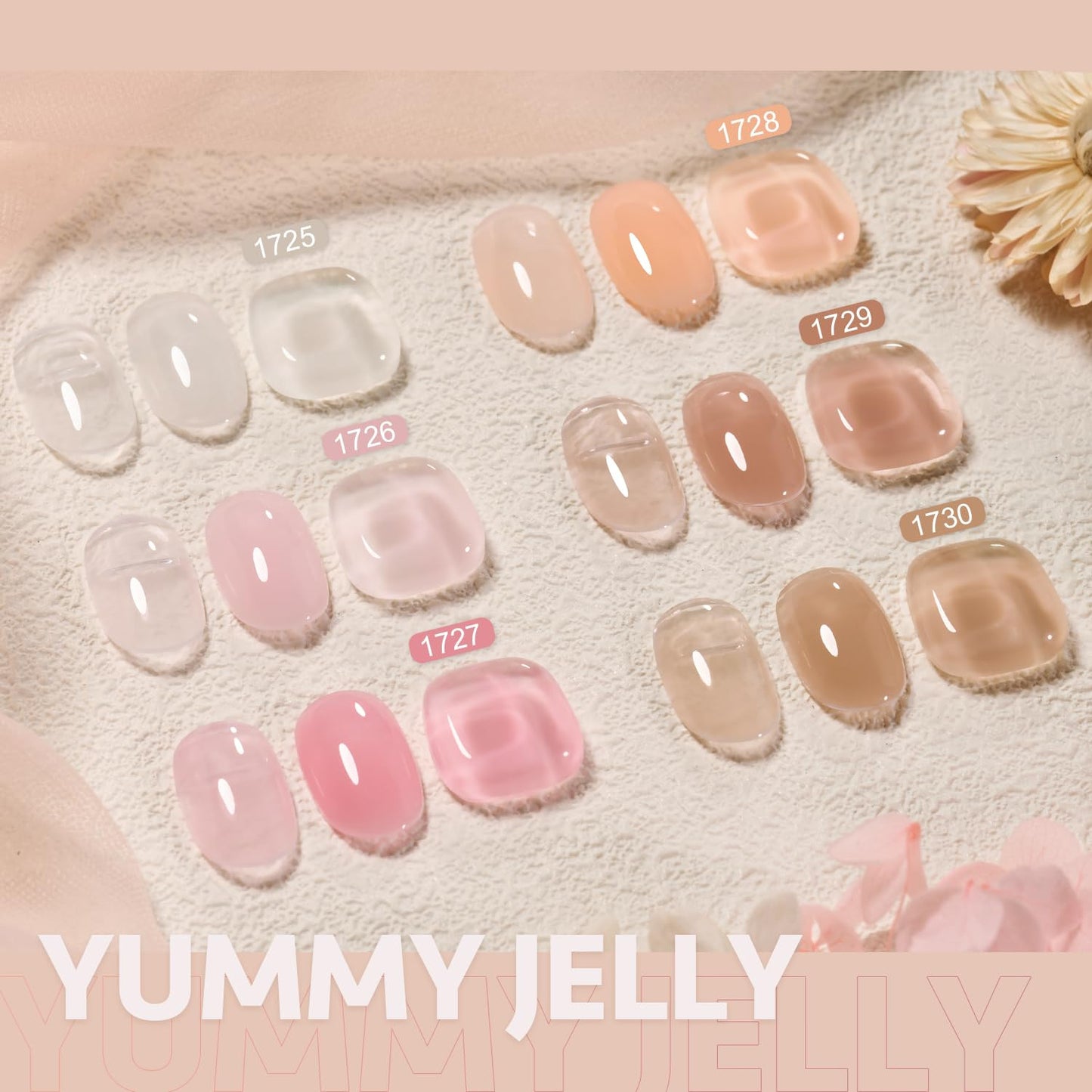 6 Colors Builder Gel Set for Nails, Milky White Pink Nude Sheer Jelly Nail Stren