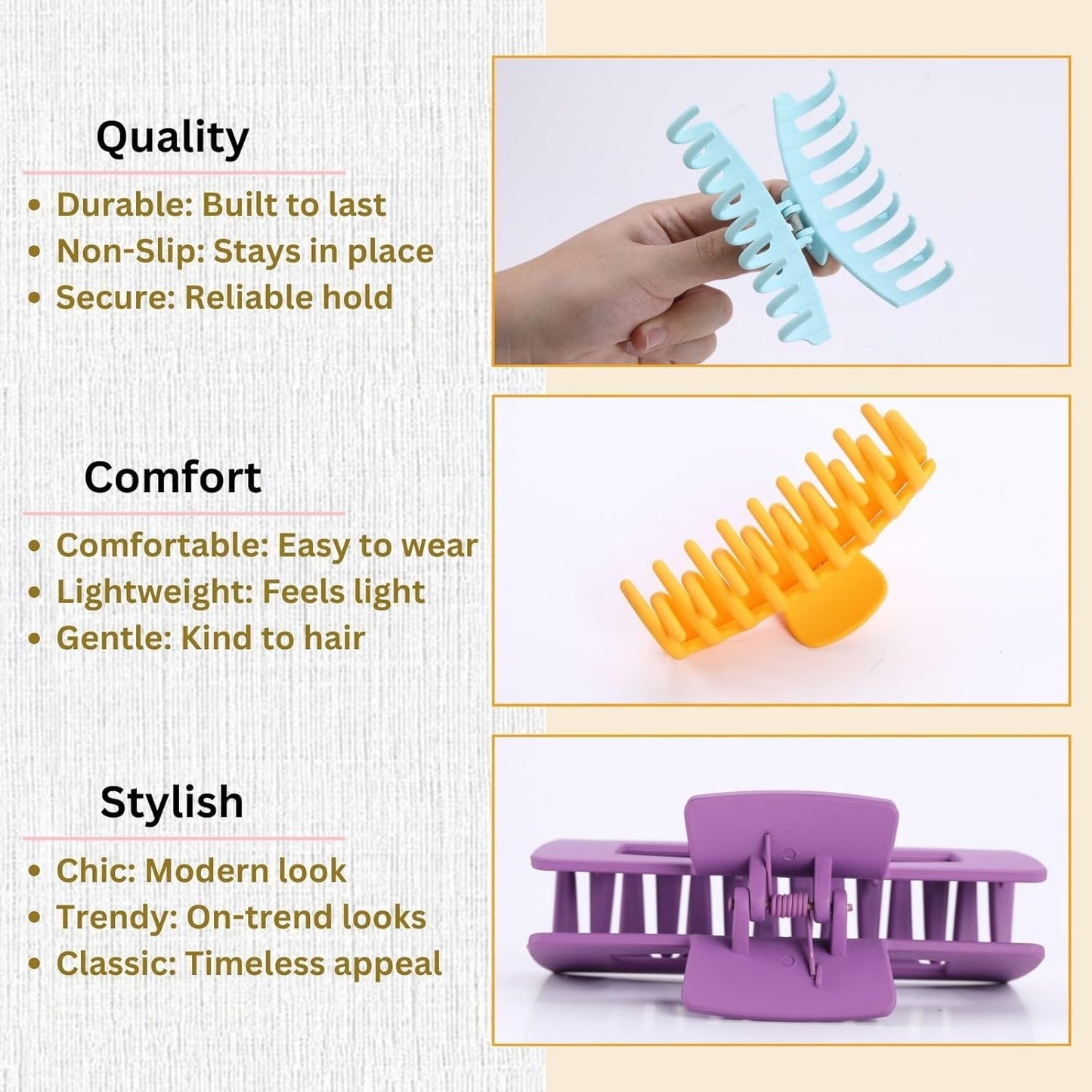 8 Pack Colorful Hair Clips for Women 4.3 Inch Large Hair Claw Clips for Women Th