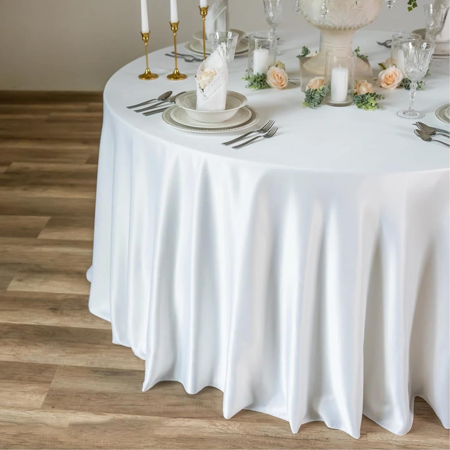 10 Pack White round Tablecloths, 120 Inch Stain Resistant and Wrinkle round Tabl
