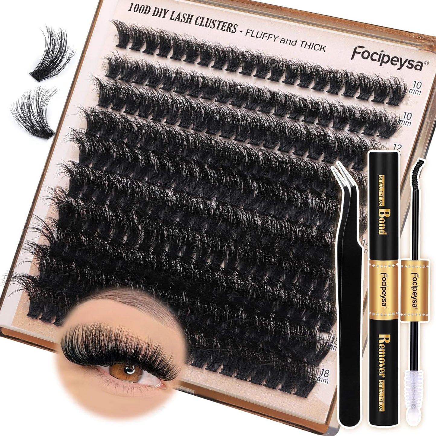 Thick Eyelash Extension Kit Volume Lash Clusters Kit 10-18Mm Individual Lashes C
