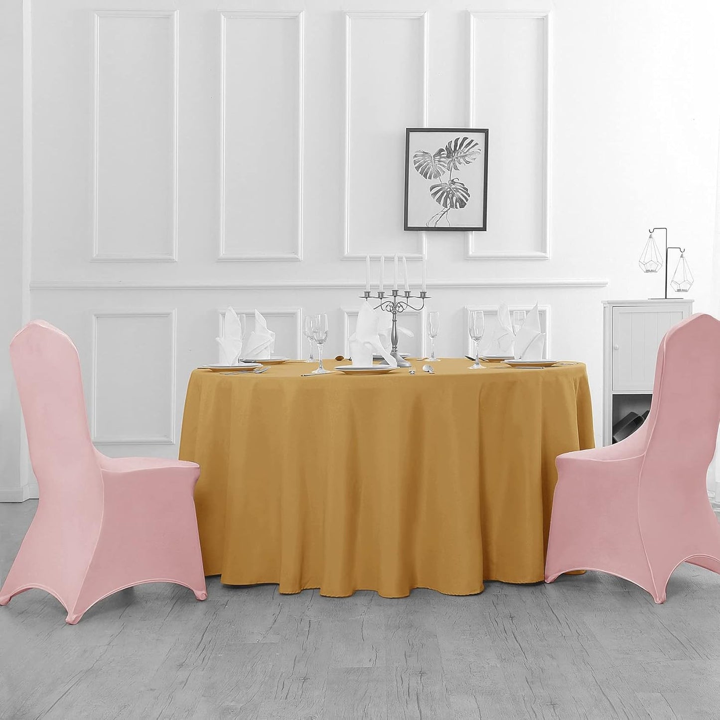 120 Inch round Tablecloth - Stain and Wrinkle Resistant Washable Polyester Table