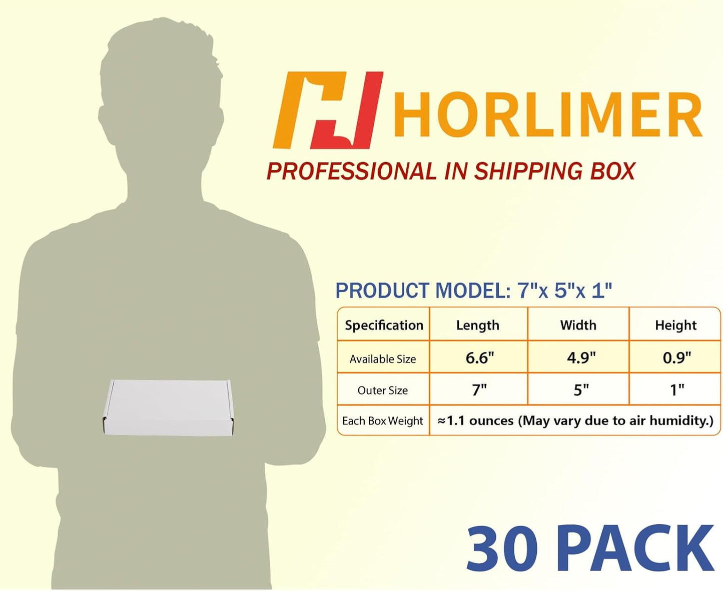 7X5X1 Shipping Boxes Set of 30, White Corrugated Cardboard Mailer Box for Packin
