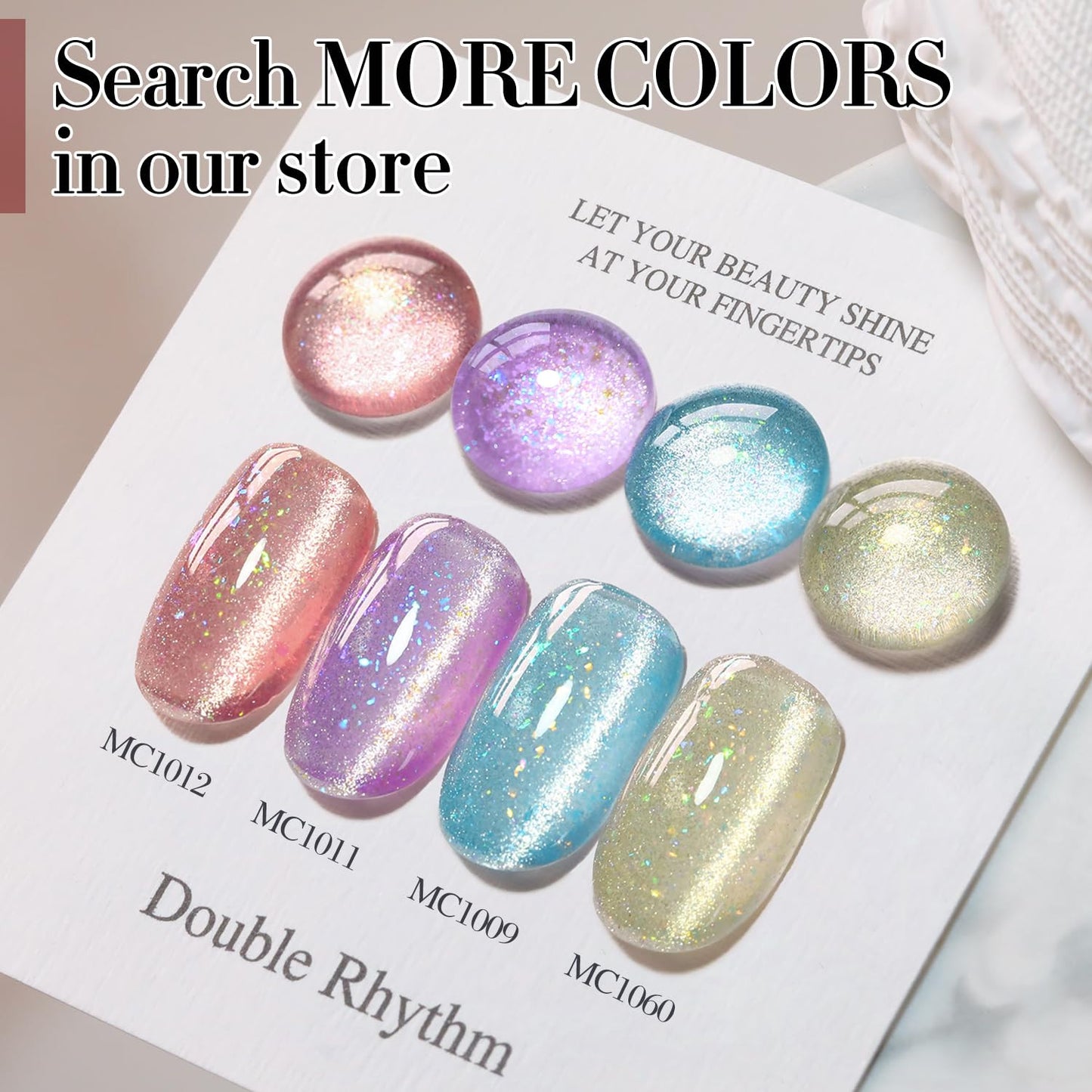 0.5 OZ Cat Eye Gel Polish with Magnet 15ML Holographic Glitter Shimmer Transluce