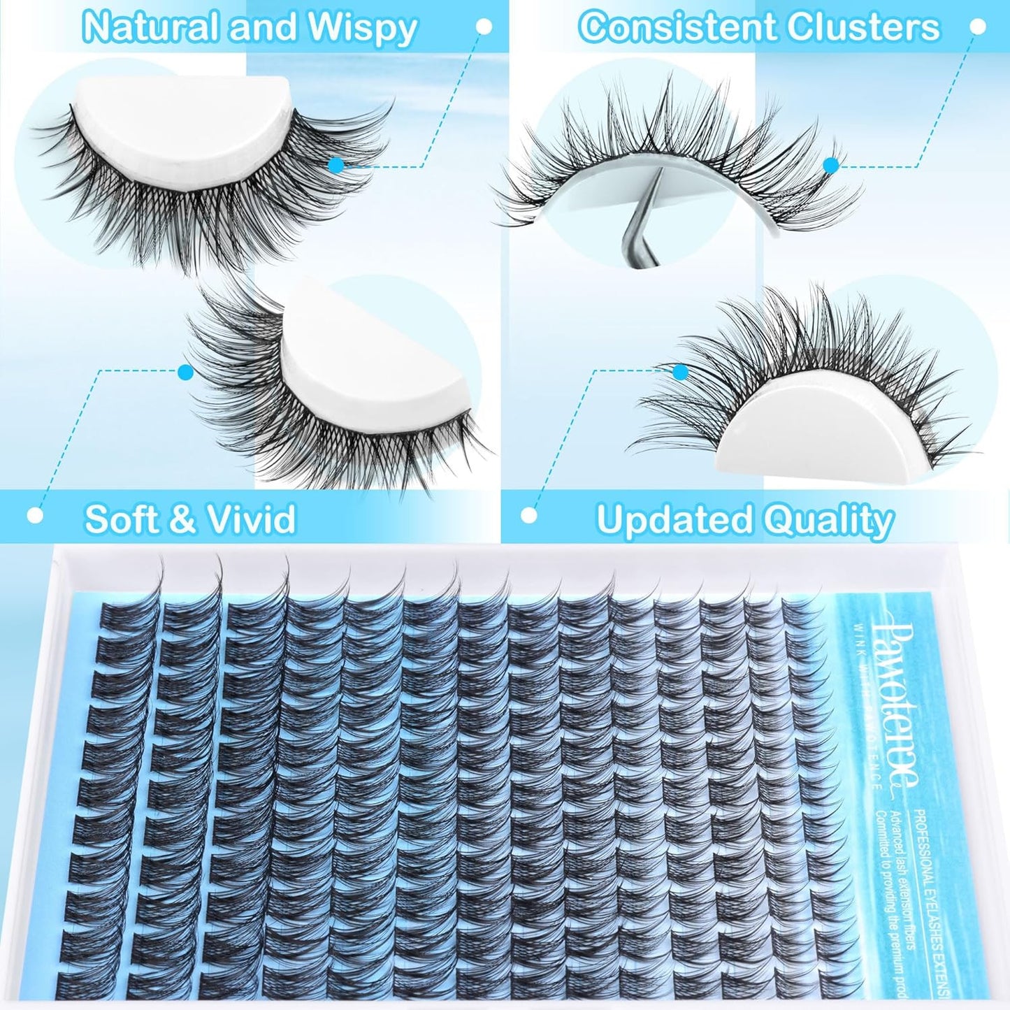 Wispy Lash Clusters Natural Cluster Eyelash Extensions 154Pcs Individual Lashes