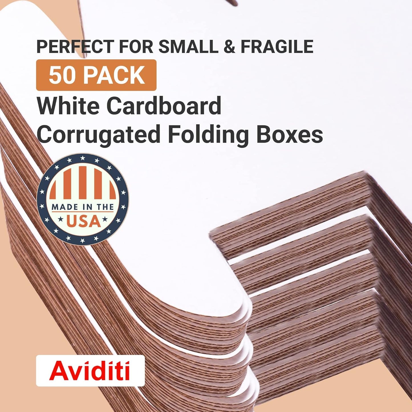 White Corrugated Cardboard Mailing Boxes, 8" X 4" X 3" (Pack of 50) Crush-Proof