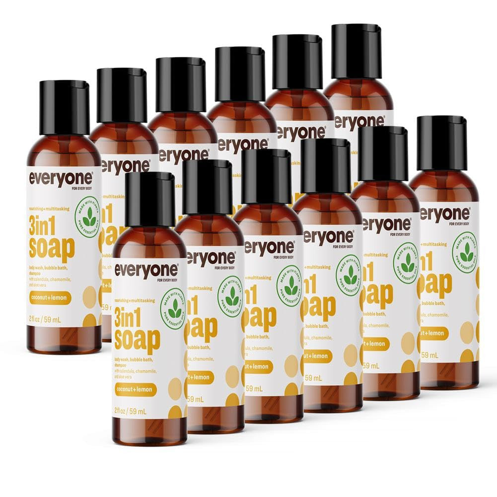 3-In-1 Soap Body Wash, Bubble Bath, Shampoo, Travel Size, 2 Ounce (Pack of 12),