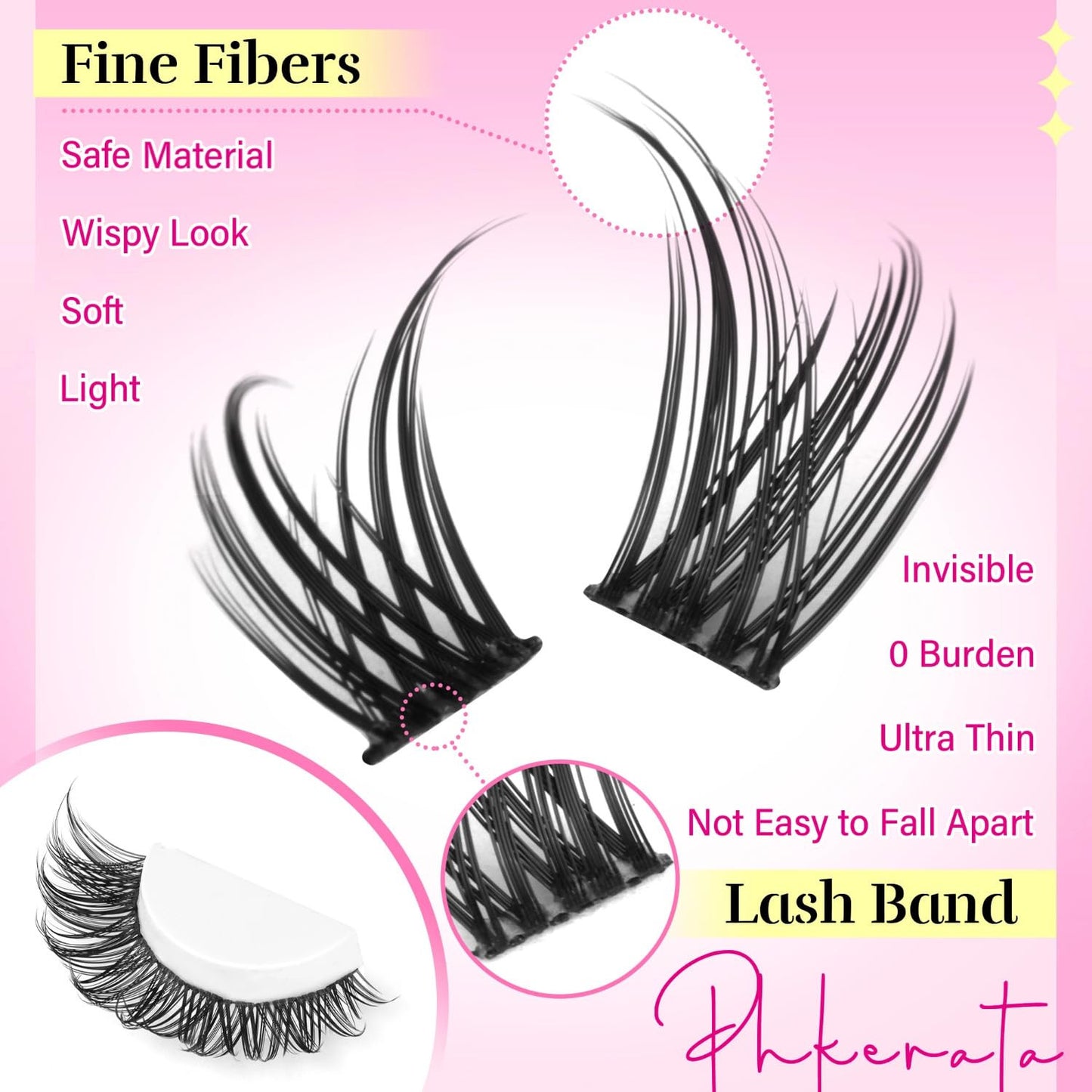 Wispy Lash Clusters Kit Natural Lash Extension Kit 192 Pcs Cluster Eyelash Exten