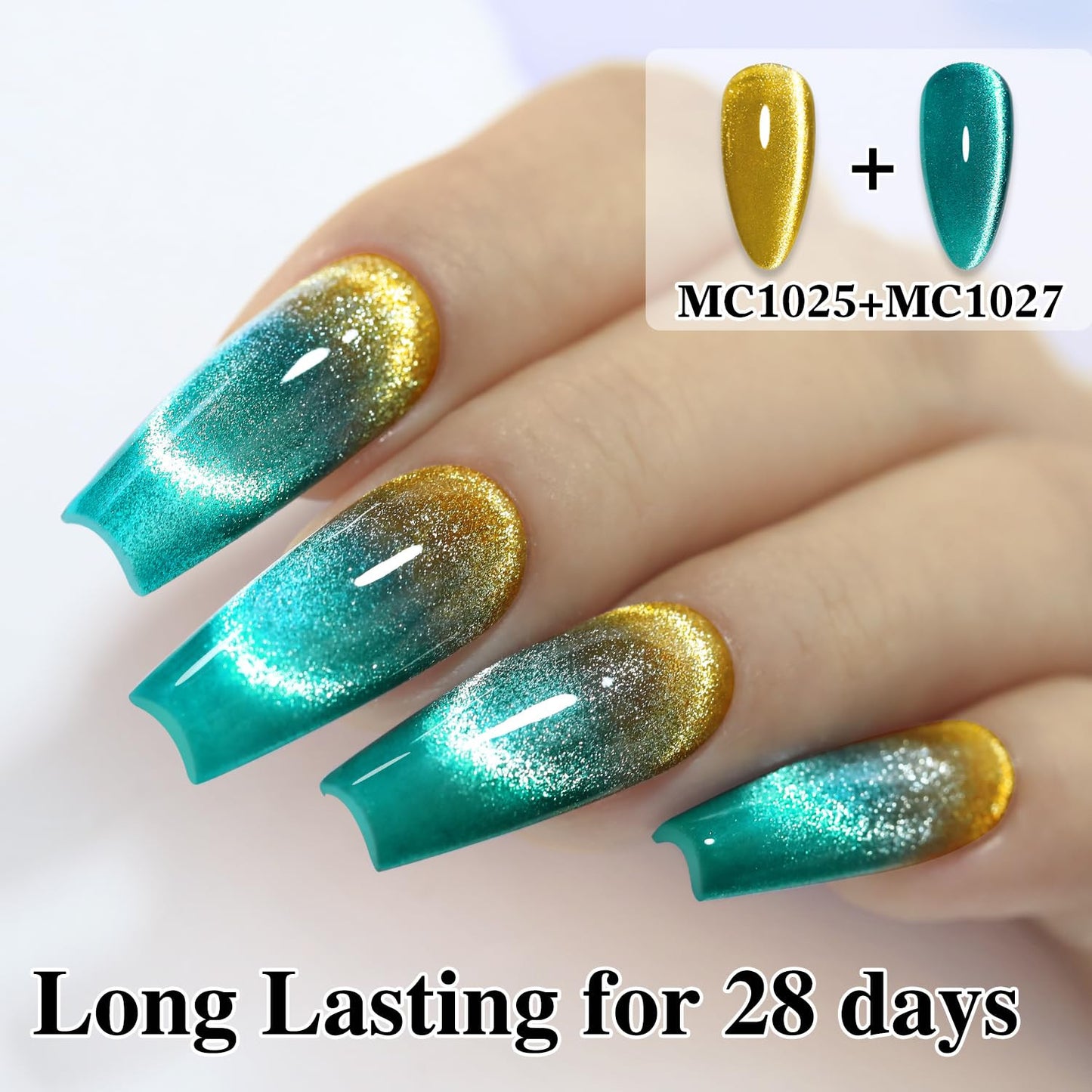 0.5 OZ Cat Eye Gel Polish with Magnet 15ML Holographic Glitter Shimmer Transluce