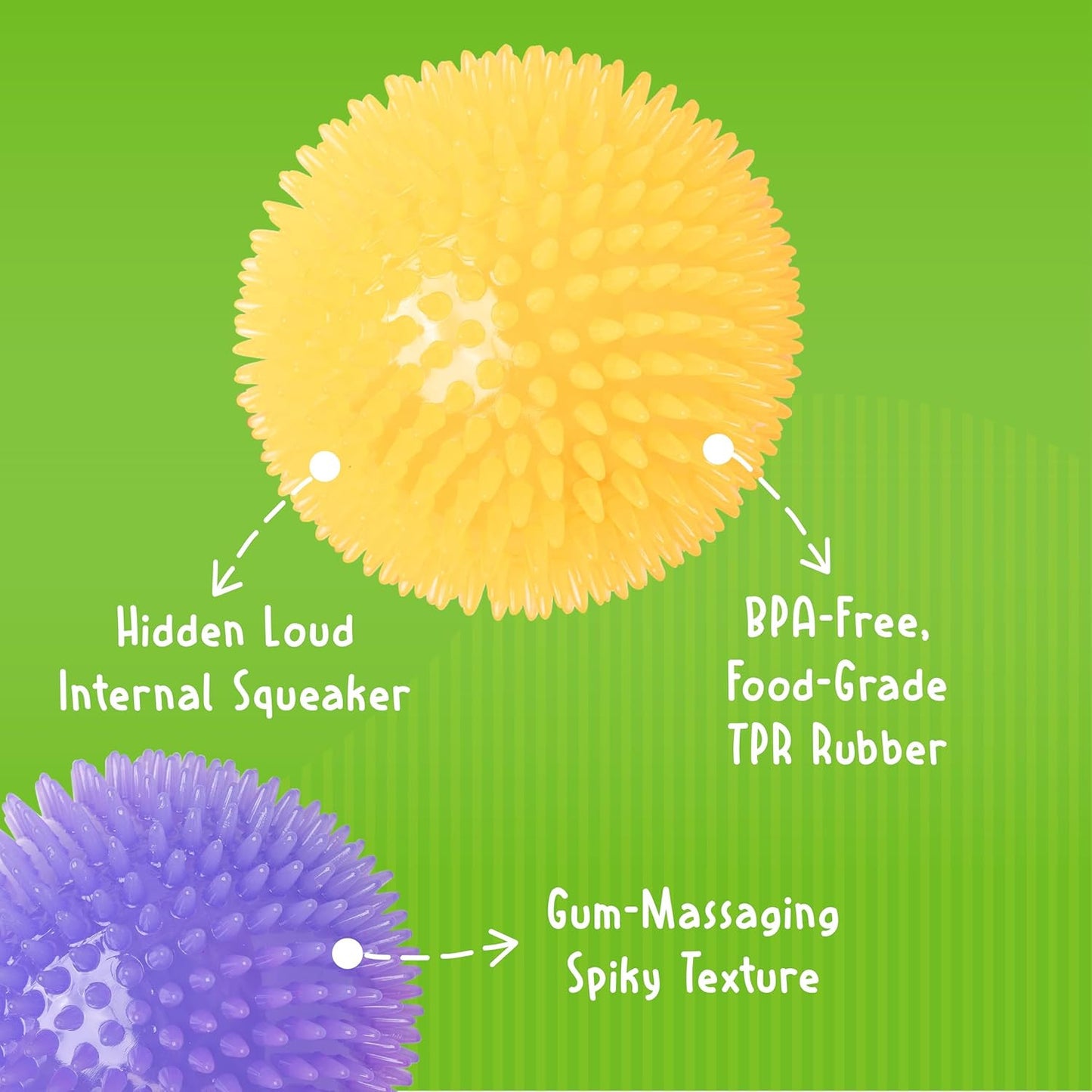 4.5” Spiky Squeak & Light Ball Dog Toy - Extra Large, Cleans Teeth and Promotes