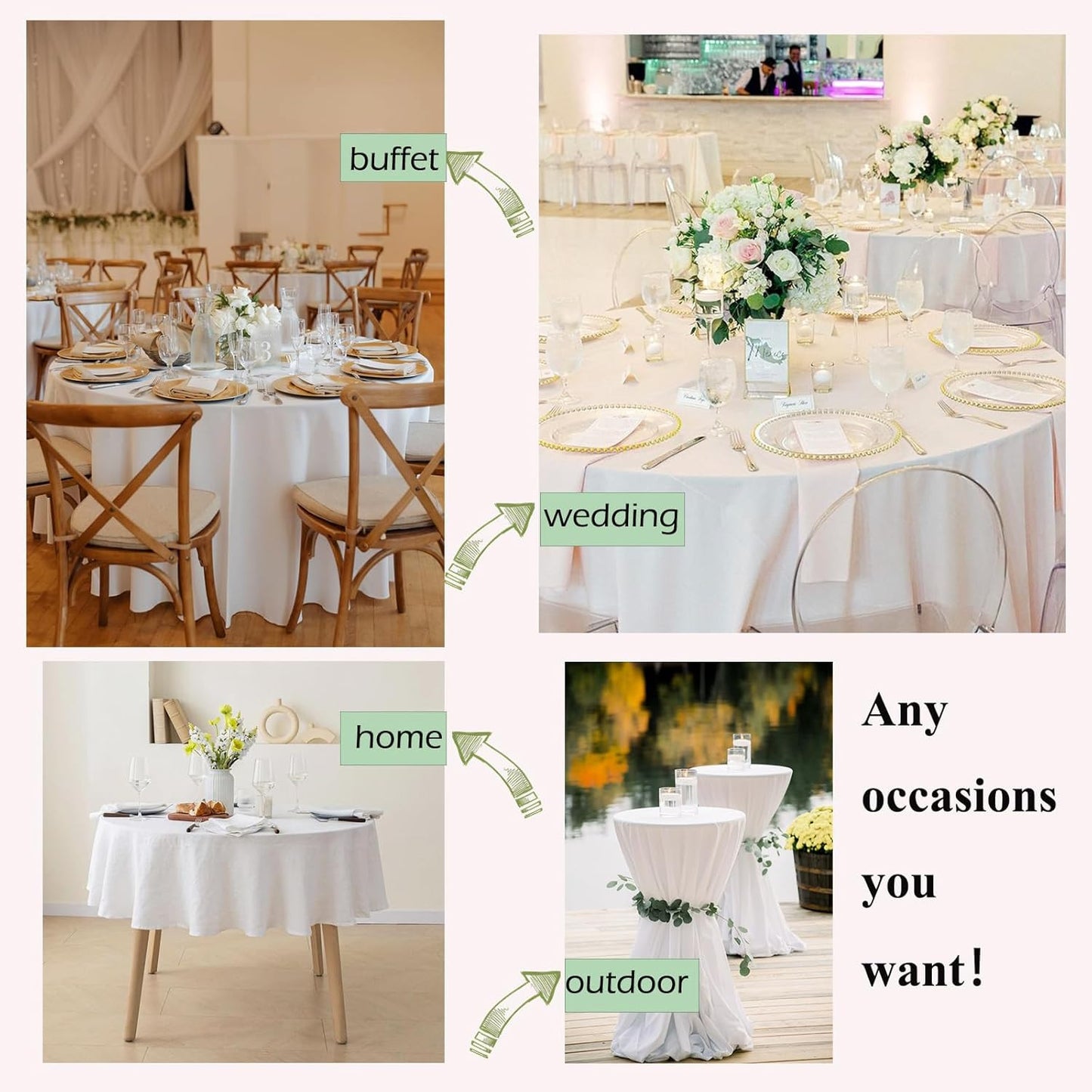 8 Pack White round Table Cloth 120 Inch Tablecloths Linens for round Tablecloth