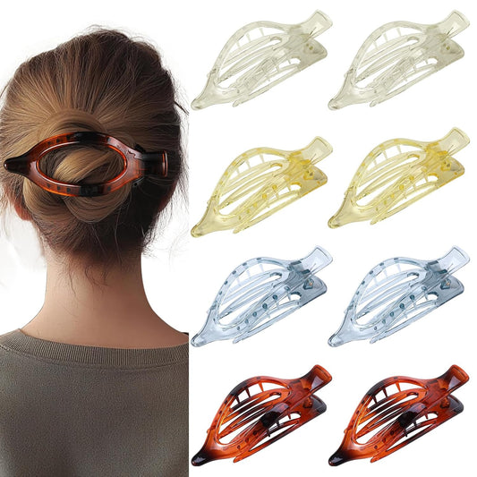 8 Pack Clear Flat Hair Clips – Matte Claw Clips for Women & Girls, Fresh Aesthet