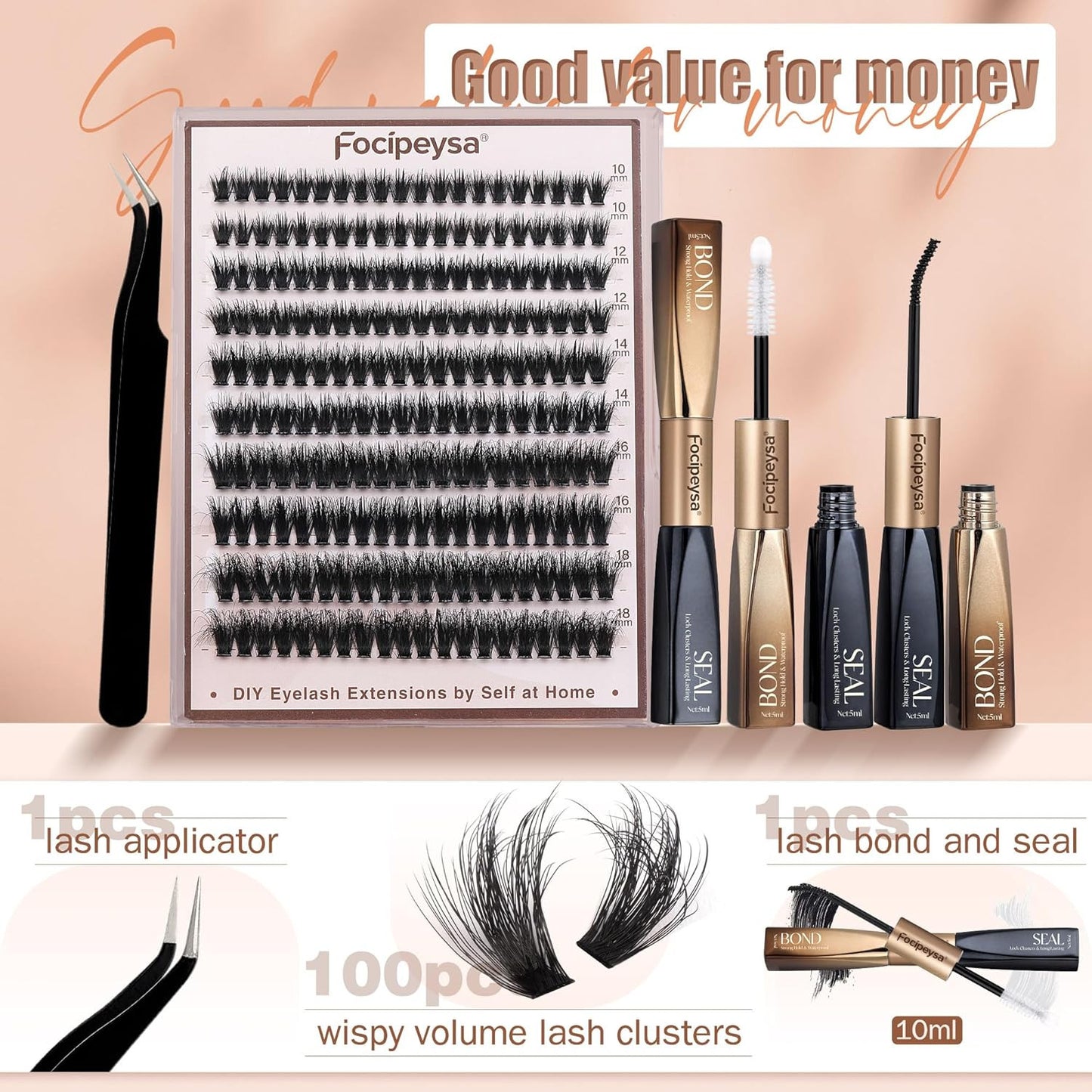Volume Lash Clusters Kit D Curl Lashes Extensions Thick Volume Eyelash Clusters