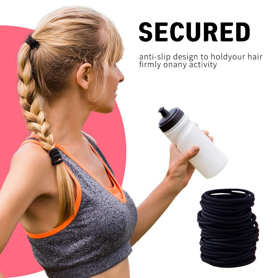120 Pieces Black Hair Ties for Thick and Curly Hair Ponytail Holders Hair Elasti