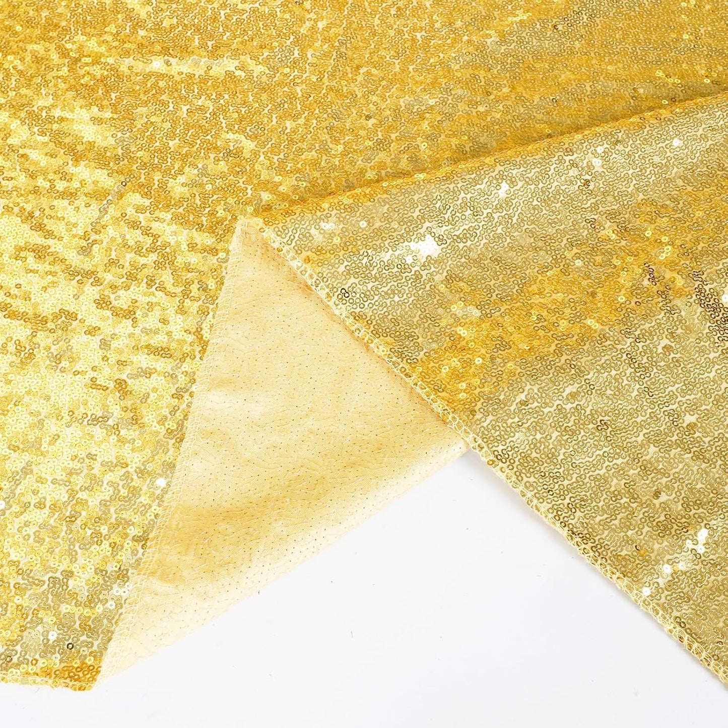 120" round Sequin Tablecloth, Thick Not See through Gold Table Cloth for Wedding