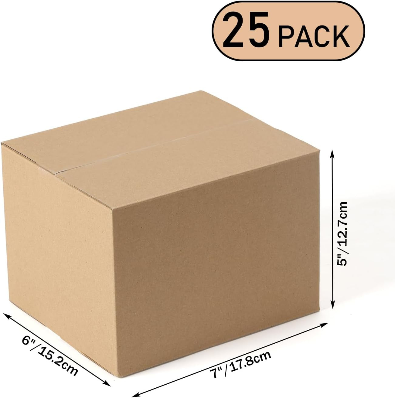 7X6X5 Brown Shipping Boxes Set of 25, Kraft Corrugated Cardboard Small Boxes Mai