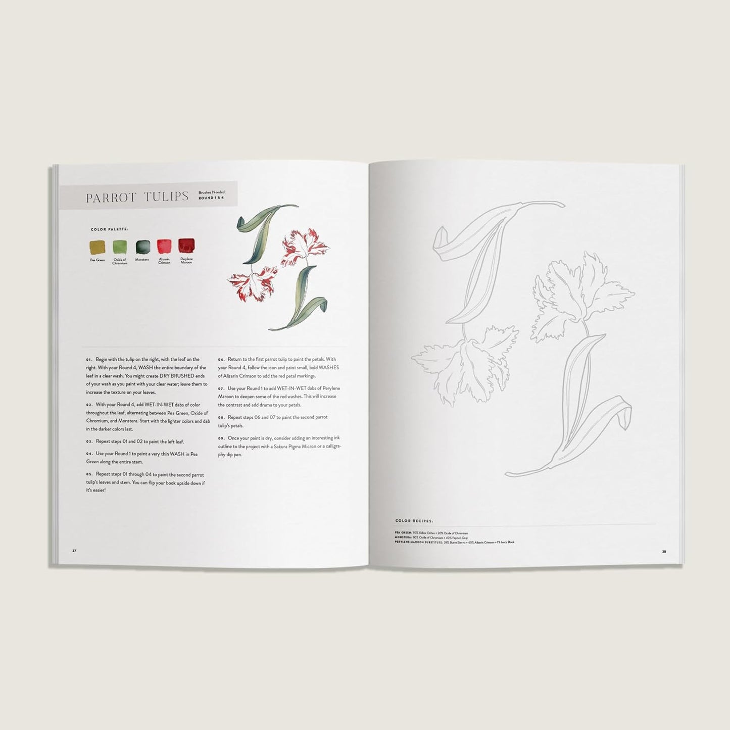 Watercolor Workbook: Café in Bloom: 25 Beginner-Friendly Projects on Premium Wat