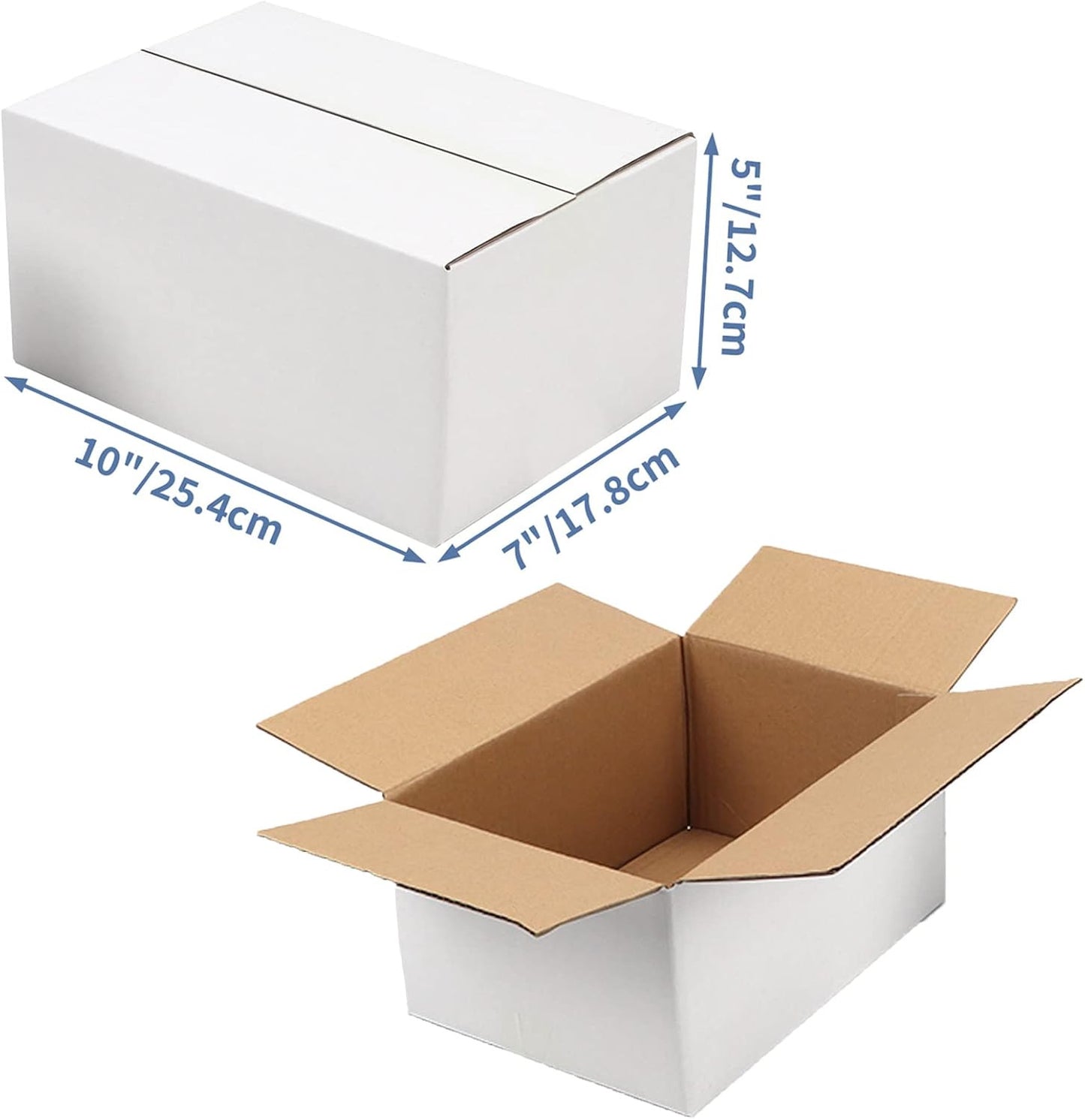 10X7X5 Inches Small White Shipping Boxes Set of 25, Sturdy Cardboard Boxes for S