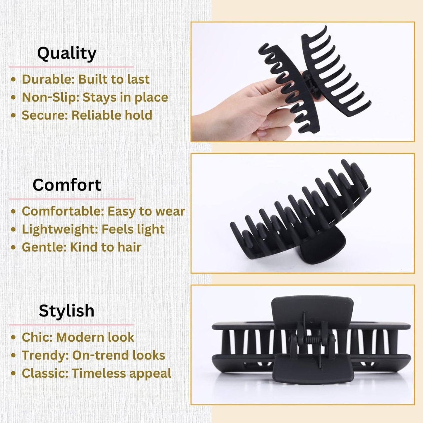 8 Pack White and Black Hair Clips for Women 4.3 Inch Large Hair Claw Clips for W