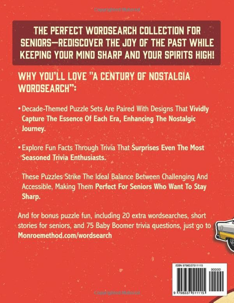 A Century of Nostalgia Large Print Word Search: 100 Retro Wordfind Brain Game Pu