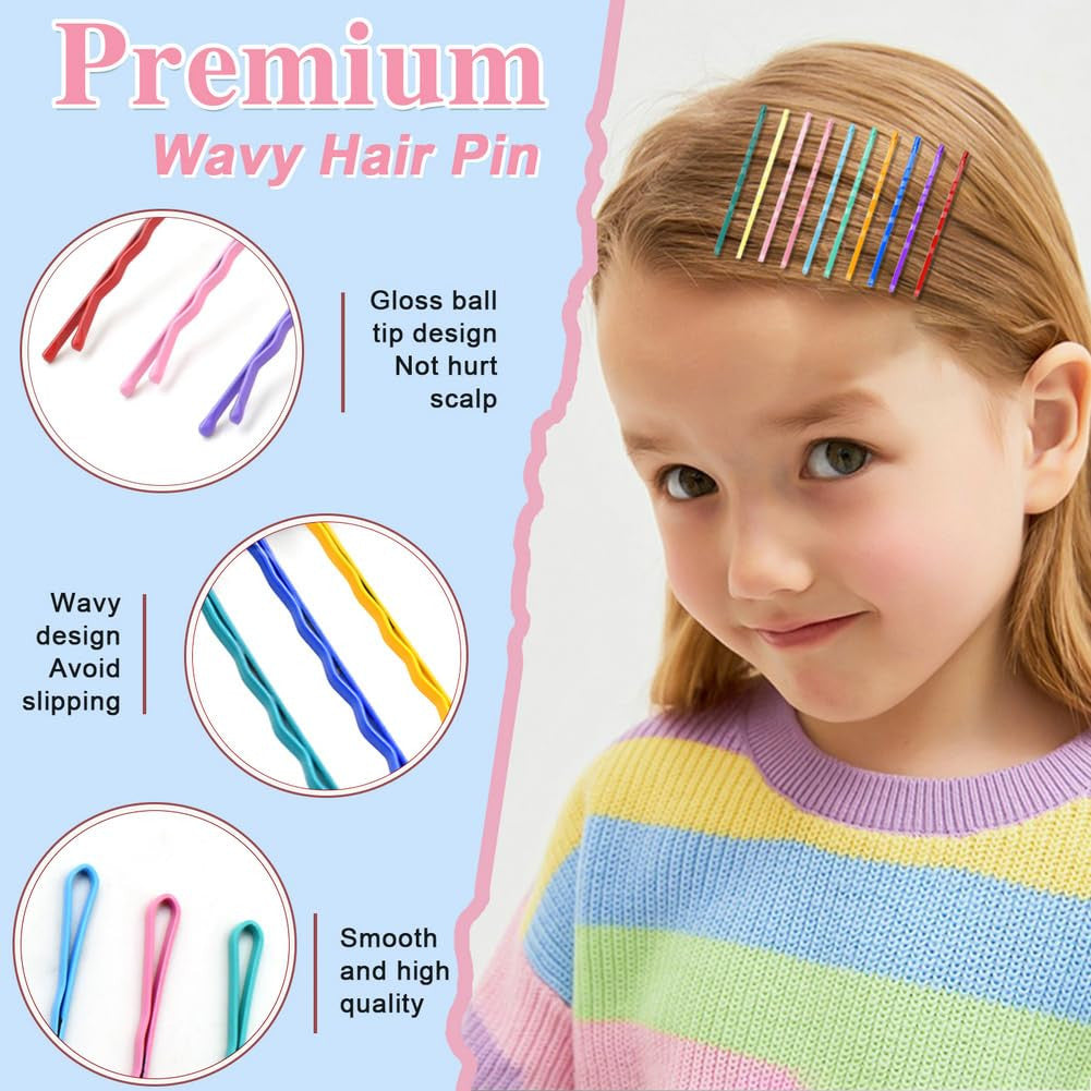150 Pcs 2.2 Inch Mix Colorful Bobby Pin for Girls Women, Hair Pins with Cute Box