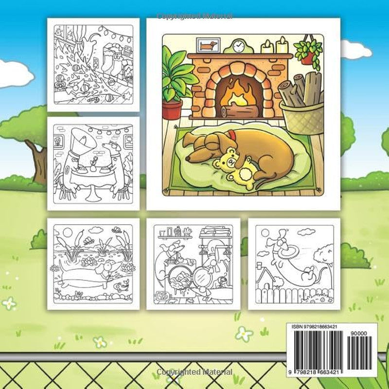 Wiener Dogs: Bold and Easy Coloring Book for Adults and Teens Featuring Cozy Dac