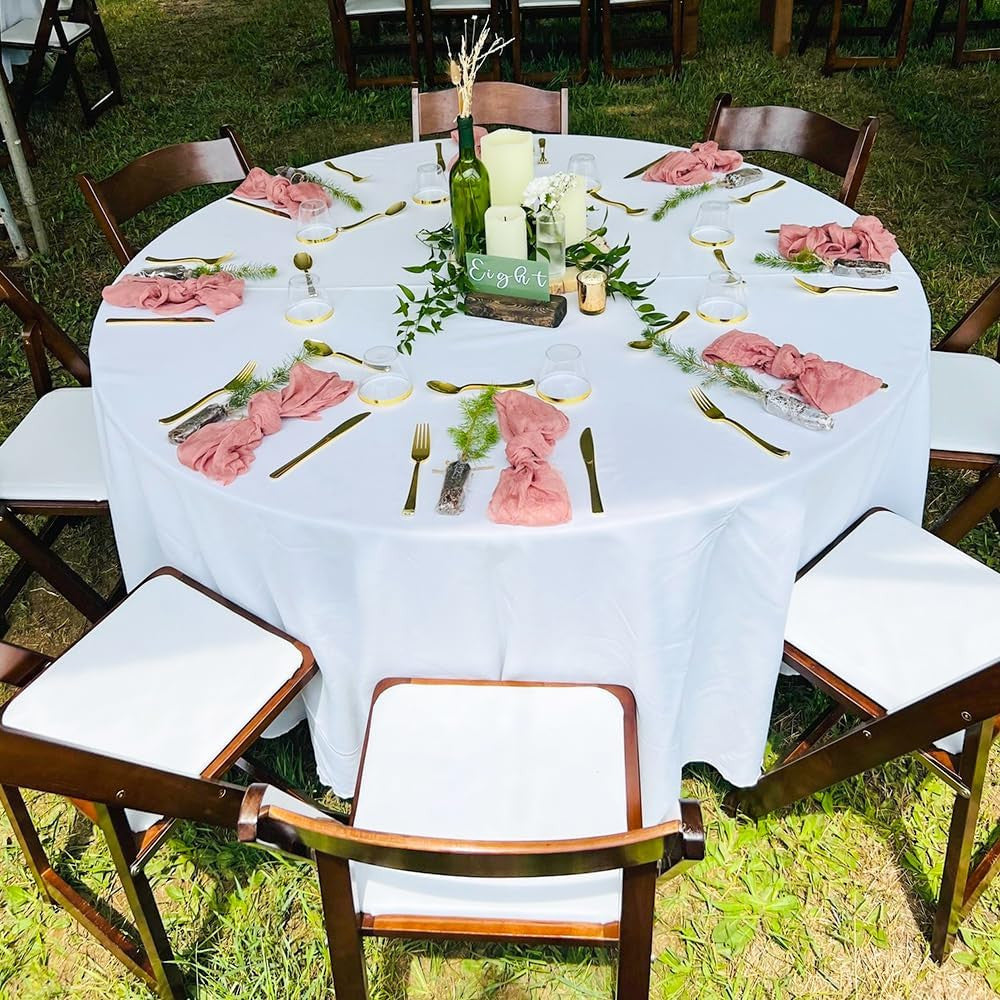 10 Pack White round Tablecloths, 120 Inch Stain Resistant and Wrinkle Polyester